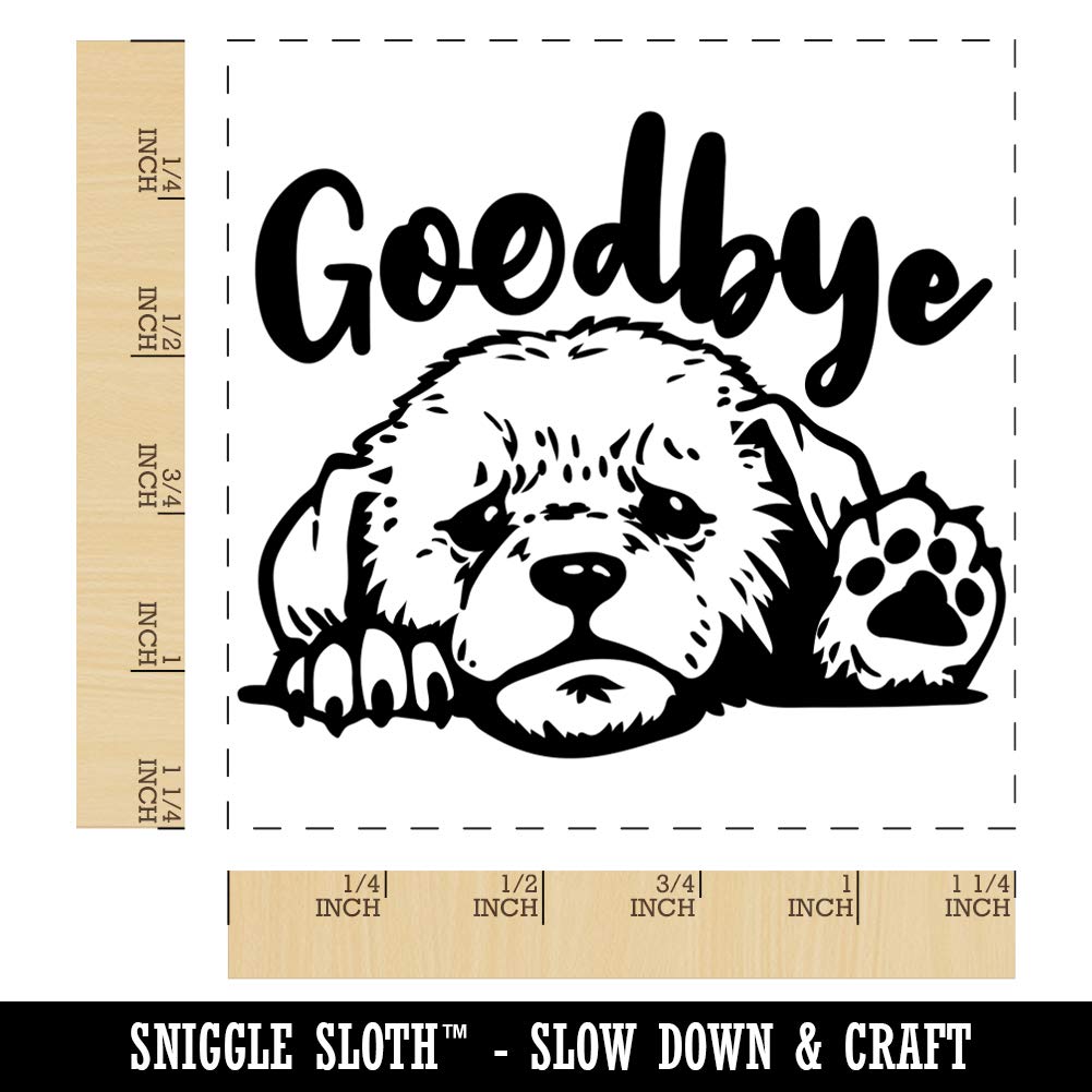 Goodbye Sad Puppy Dog Square Rubber Stamp for DIY Scrapbooking, Card Making & Craft Projects - 1.25 Inch Small Stamp for Paper, Envelopes & Gift Wrapping