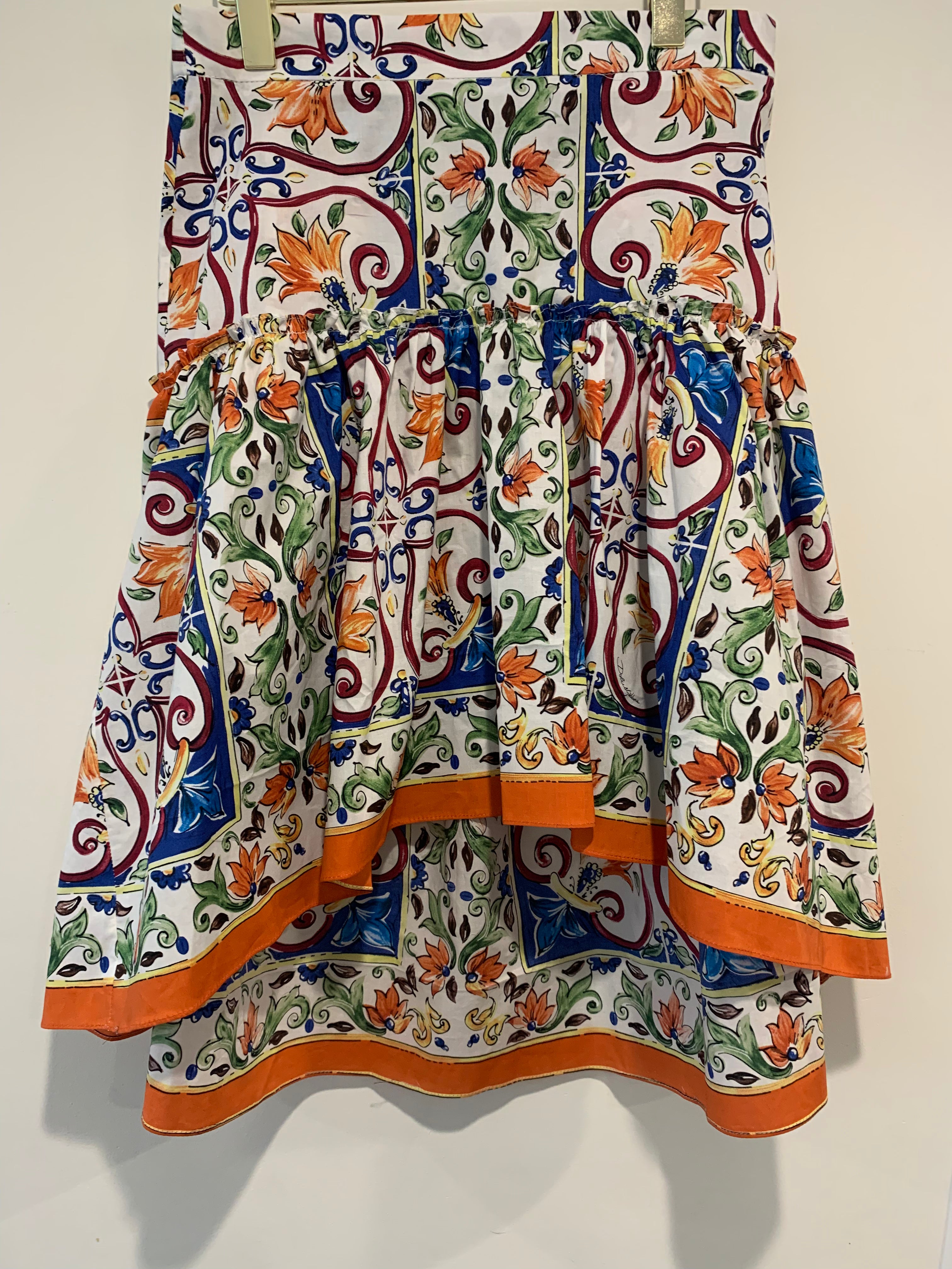 Stylish Orange and White Printed Skirt for Women - Floral Summer Skirt for Casual Outings, Beach Vacations & Date Nights