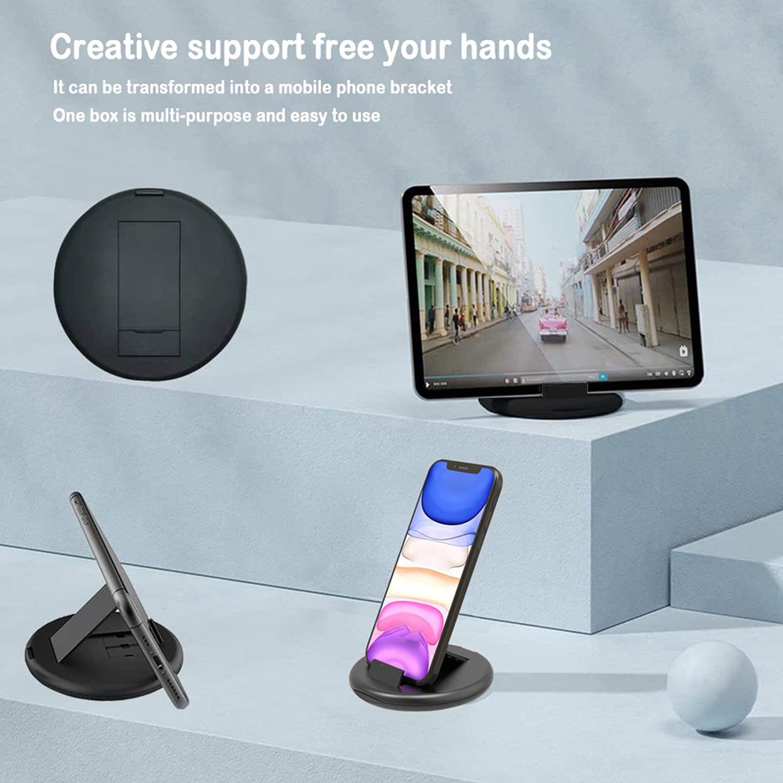 HESIMING 3-in-1 Multi Charging Cable Adapter Kit - USB C to Micro USB/Lightning/USB A Converter for iPhone, Android, iPad - Portable Phone Holder (White) - Perfect for Travel, Office & Home Charging