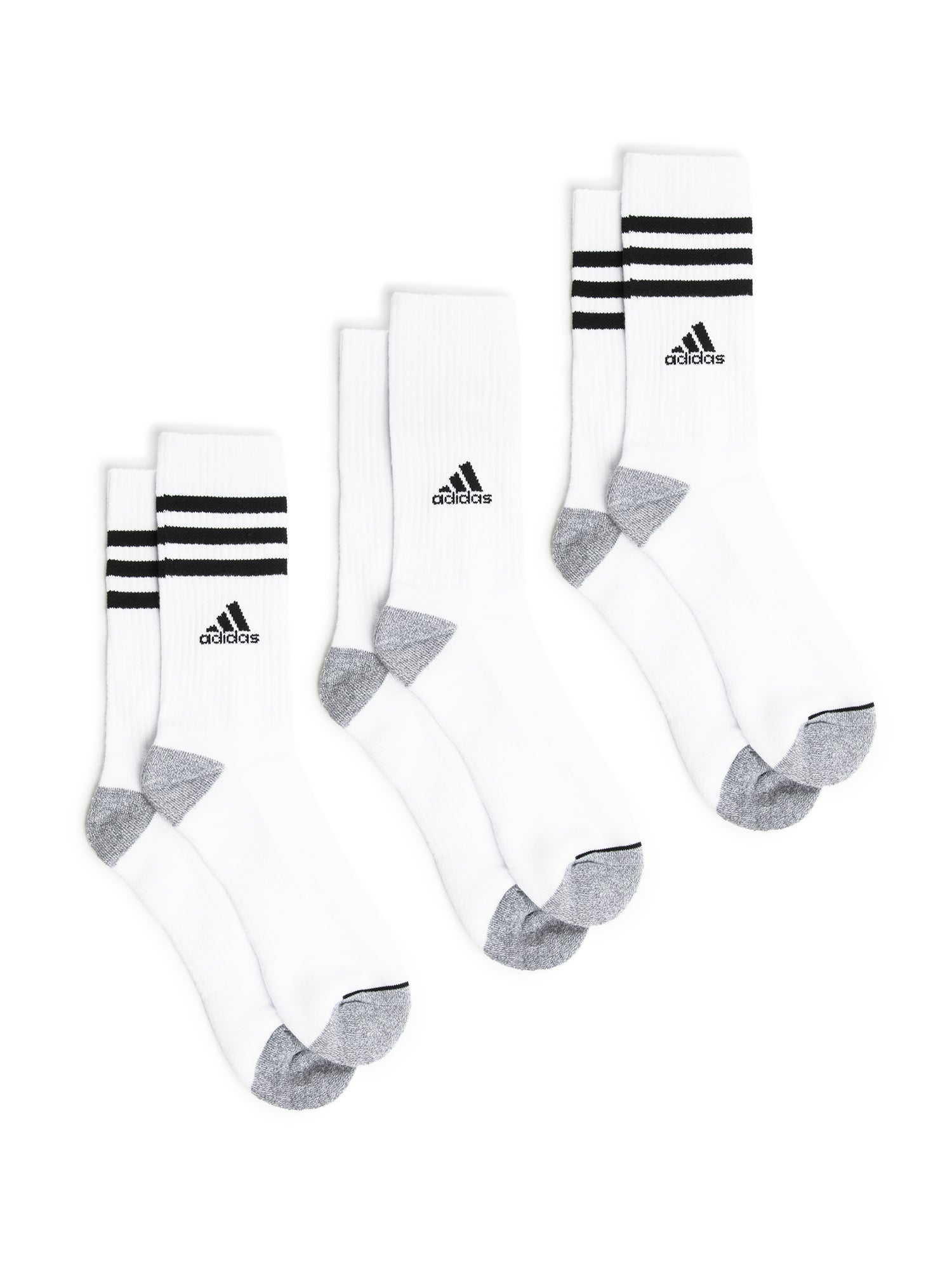 Adidas Cushioned 3 Stripe 3.0 Crew Socks 3-Pack - Comfortable Athletic Socks for Running, Gym & Everyday Wear
