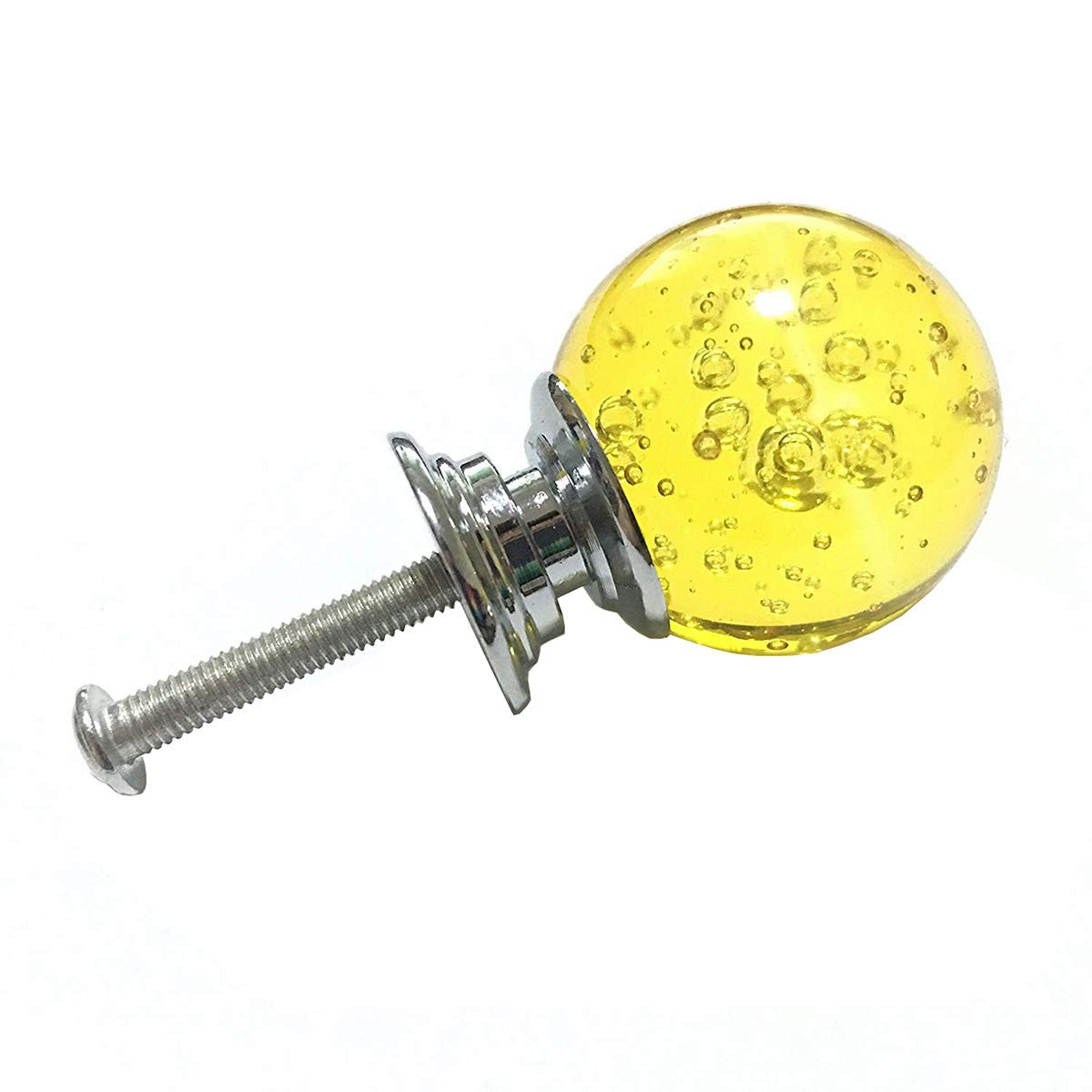 10 Pcs Round Bubble Crystal Glass Cabinet Knobs with Screws - 30mm Drawer Pulls Handles for Kitchen, Cupboard, Dresser, Bookcase & Wardrobe (Yellow) - Perfect for Home Decor & Furniture Upgrade