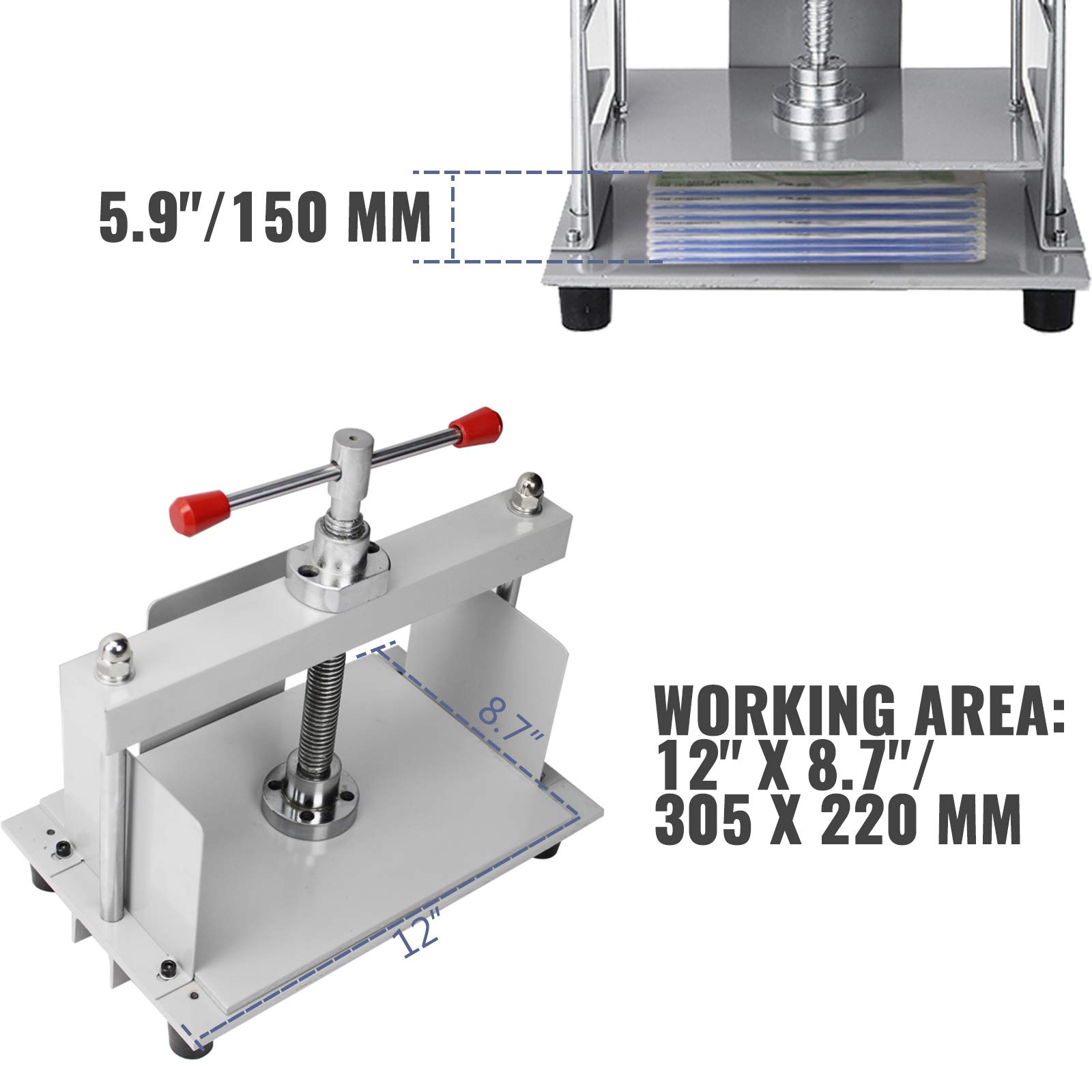 VEVOR 12x8.6 Inch A4 Book Press Machine - 10cm Thickness Steel Frame Manual Bookbinding Press for Papermaking, Scrapbooking & DIY Projects | Perfect for Book Restoration, Art Projects & Craft Workshops