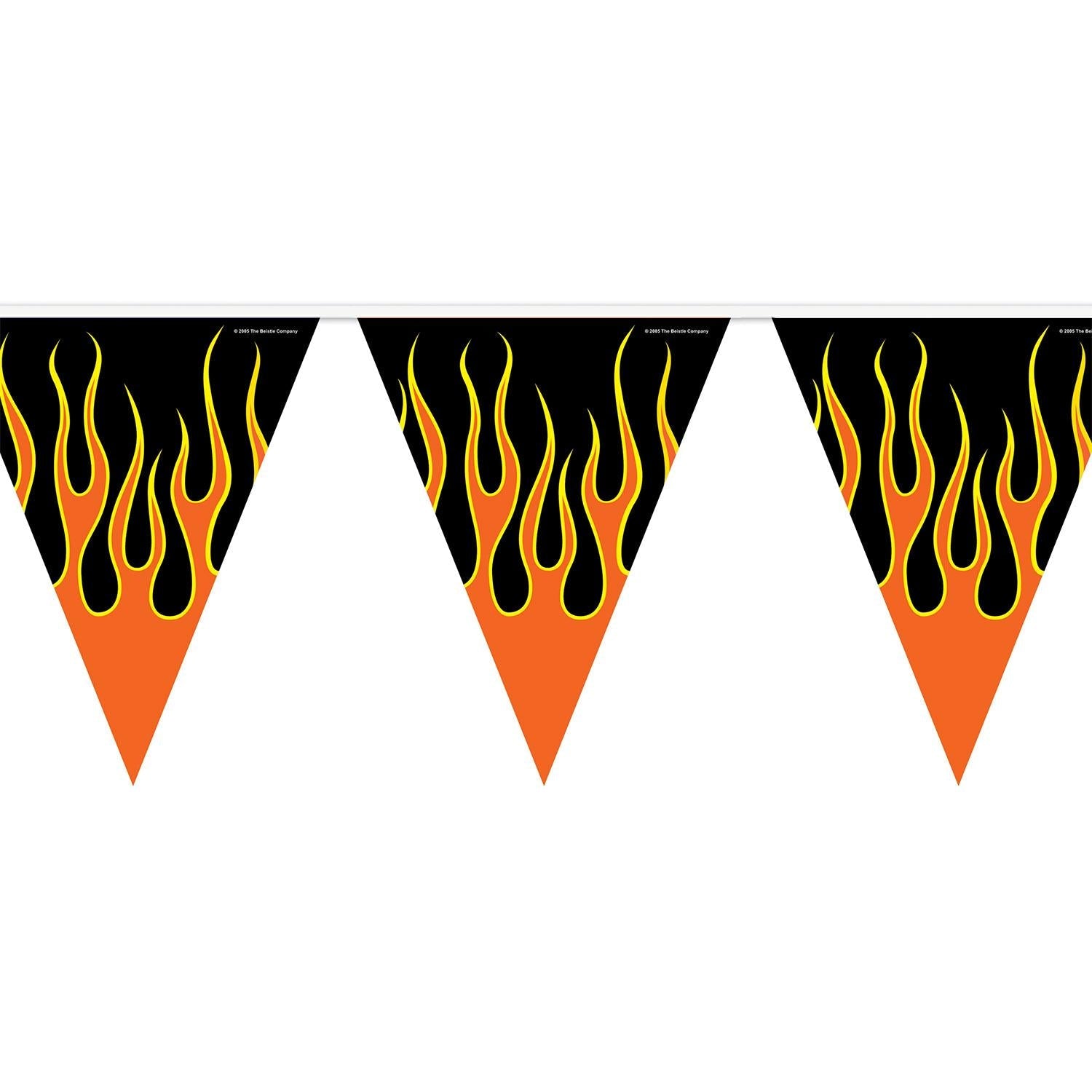 12 Pack Beistle Flame Party Pennant Banner - Colorful Decorative Bunting for Birthday, Graduation & Halloween Celebrations - Perfect for Indoor & Outdoor Party Decorations
