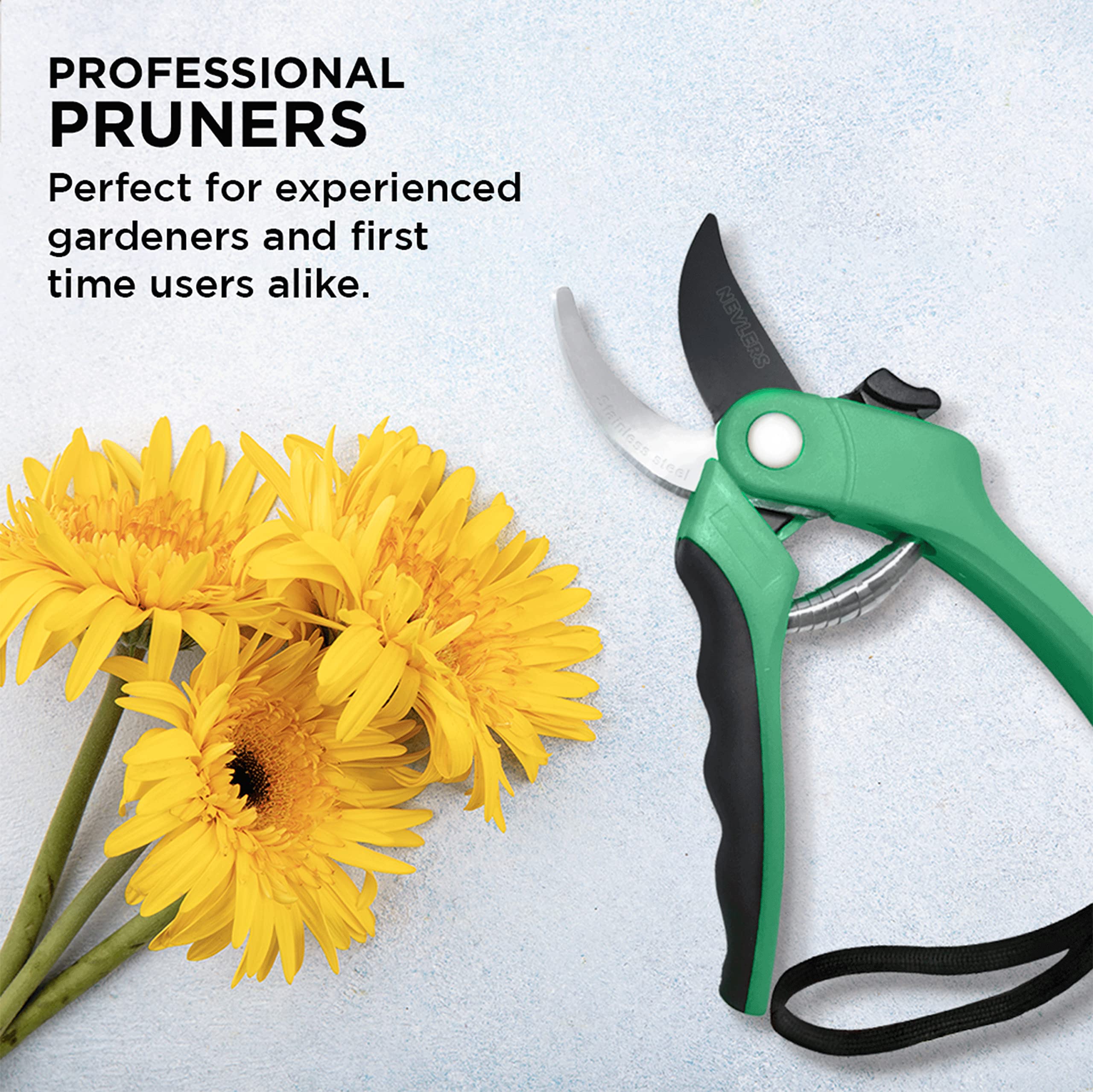 Nevlers 8 Inch Green Bypass Pruning Shears - Stainless Steel Garden Shears with 8mm Cut Capacity | Ergonomic Hand Pruners for Trimming Plants, Flowers & Shrubs | Perfect Gardening Tools for Men & Women | Ideal for Home Garden, Landscaping & Outdoor Use