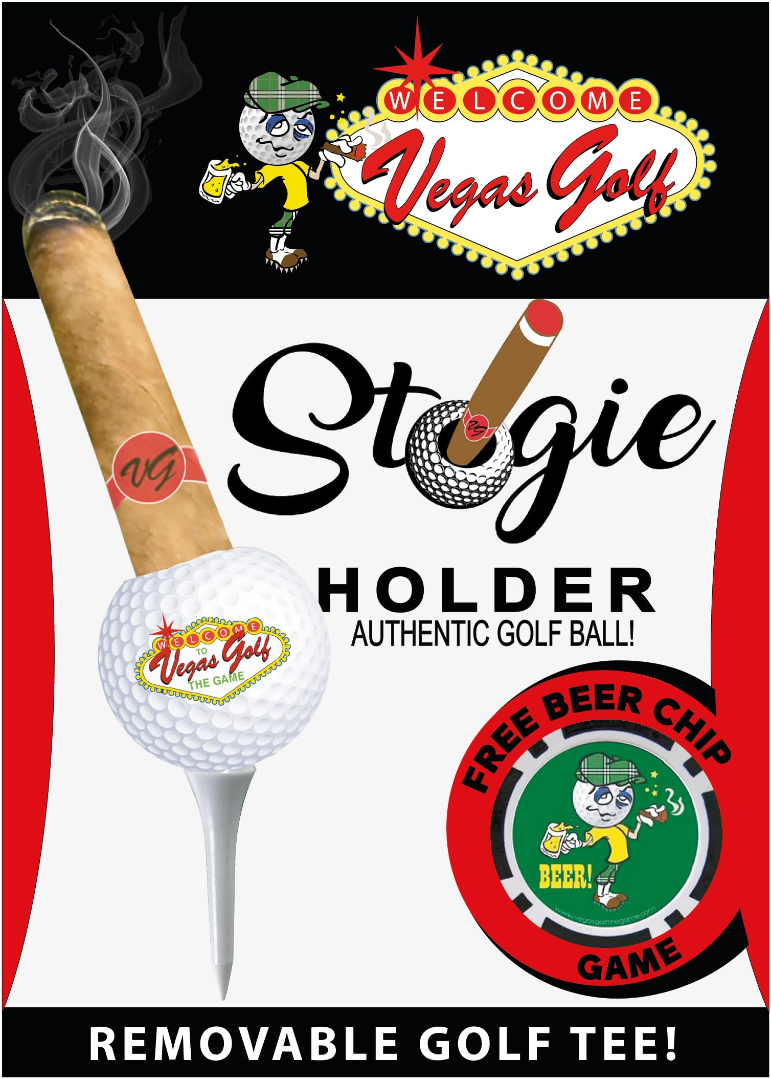 Premium Golf Ball Cigar Holder - Durable Stogie Stand for Golfers | Perfect for Golf Courses, Backyard BBQs & Outdoor Relaxation