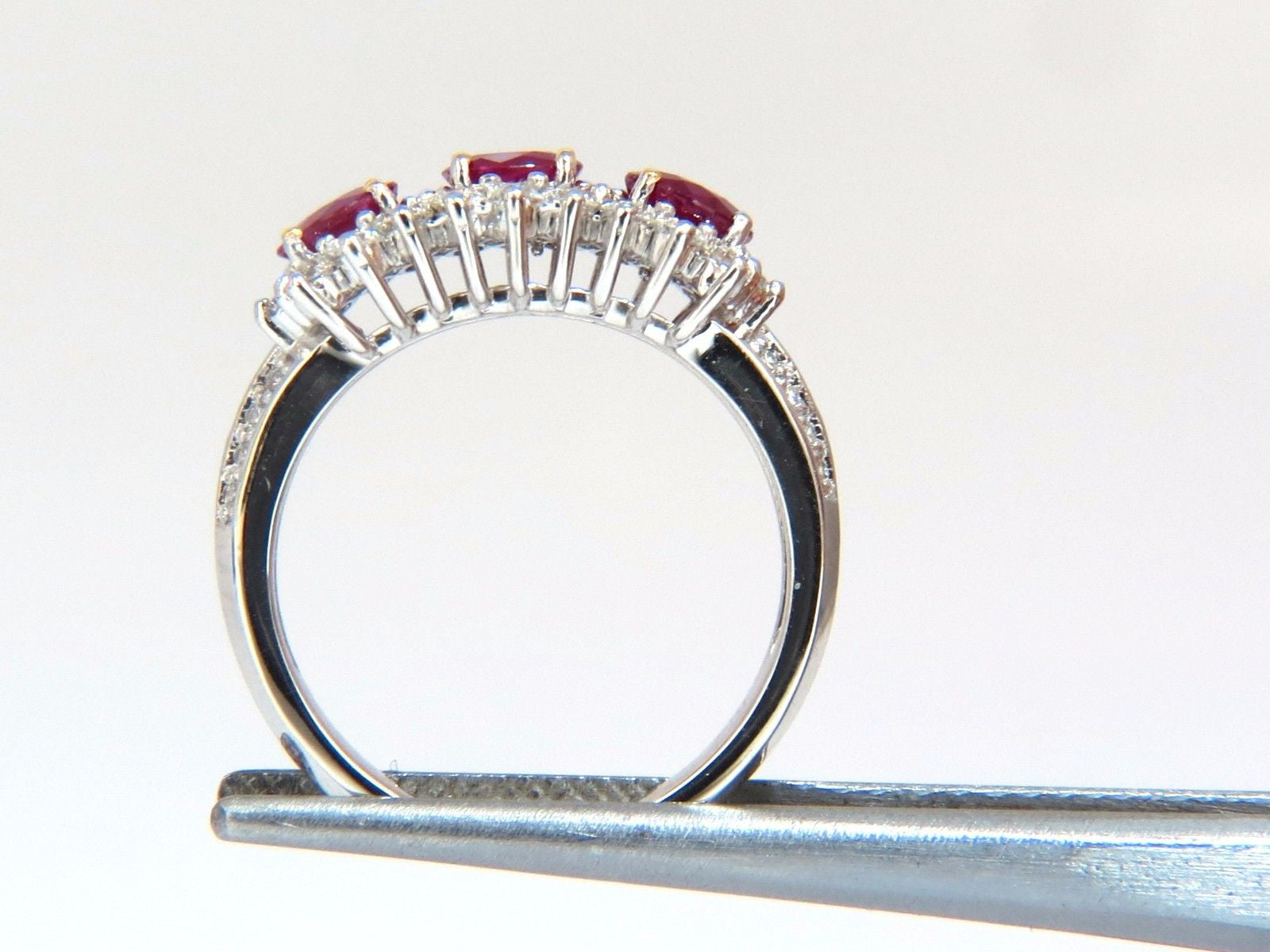 2.52ct Natural Vivid Red Ruby & Diamond Ring in 14K Gold - Three Stone Halo Engagement Ring for Women, Perfect for Anniversary, Wedding & Special Occasions
