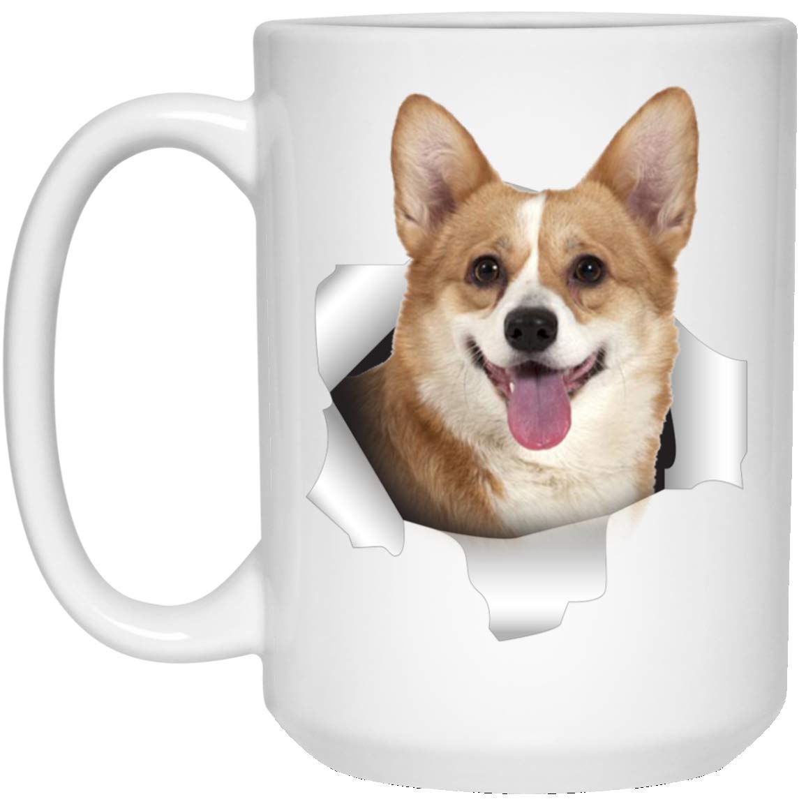 Funny Pembroke Welsh Corgi Fawn Coffee Mug - 15 Oz White Ceramic Cup for Dog Lovers, Perfect Christmas 2024 Gift for Dog Moms & Dads - Great for Coffee, Tea or Hot Chocolate at Home or Office