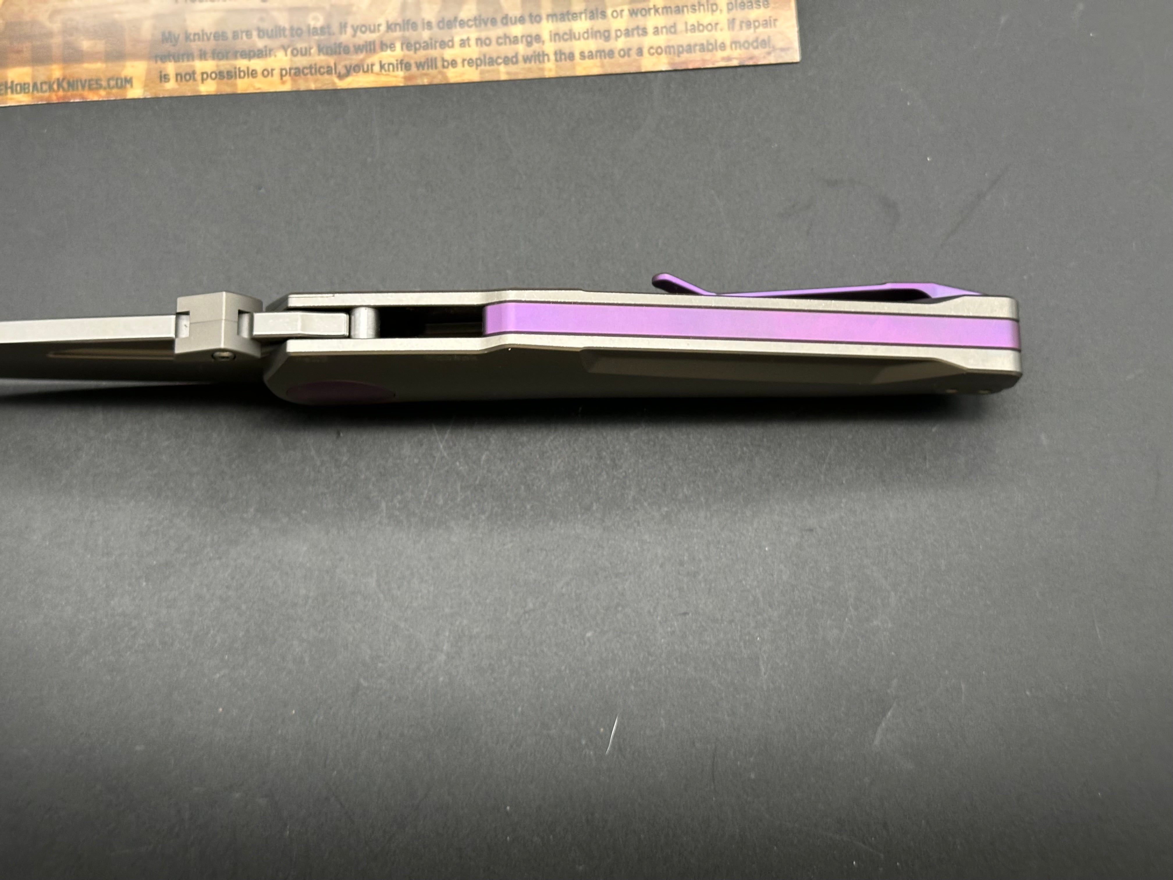 Jake Hoback Summit Frame Lock Folding Knife - Titanium Handle with Purple Accents (4.25