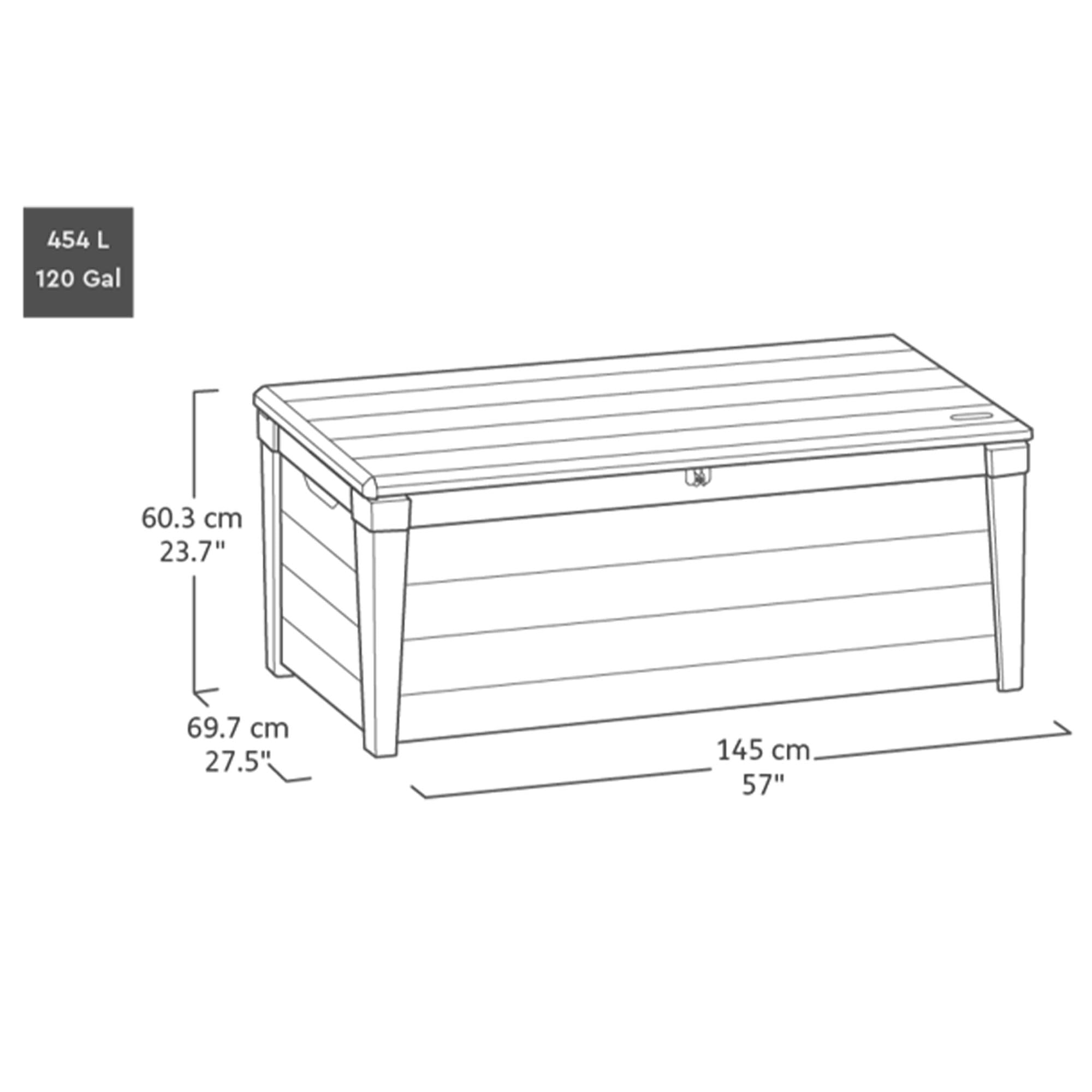 Keter 120 Gallon Outdoor Storage Deck Box - Waterproof Patio & Pool Storage Bin, Large Deck Box for Cushions, Toys & Garden Tools - Brown Weather-Resistant Container for Backyard, Poolside & Patio Organization