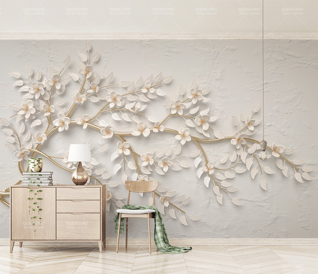 3D Tree Branches Wallpaper Murals - Realistic Forest Nature Peel and Stick Wall Decals for Living Room, Bedroom, Office Decor