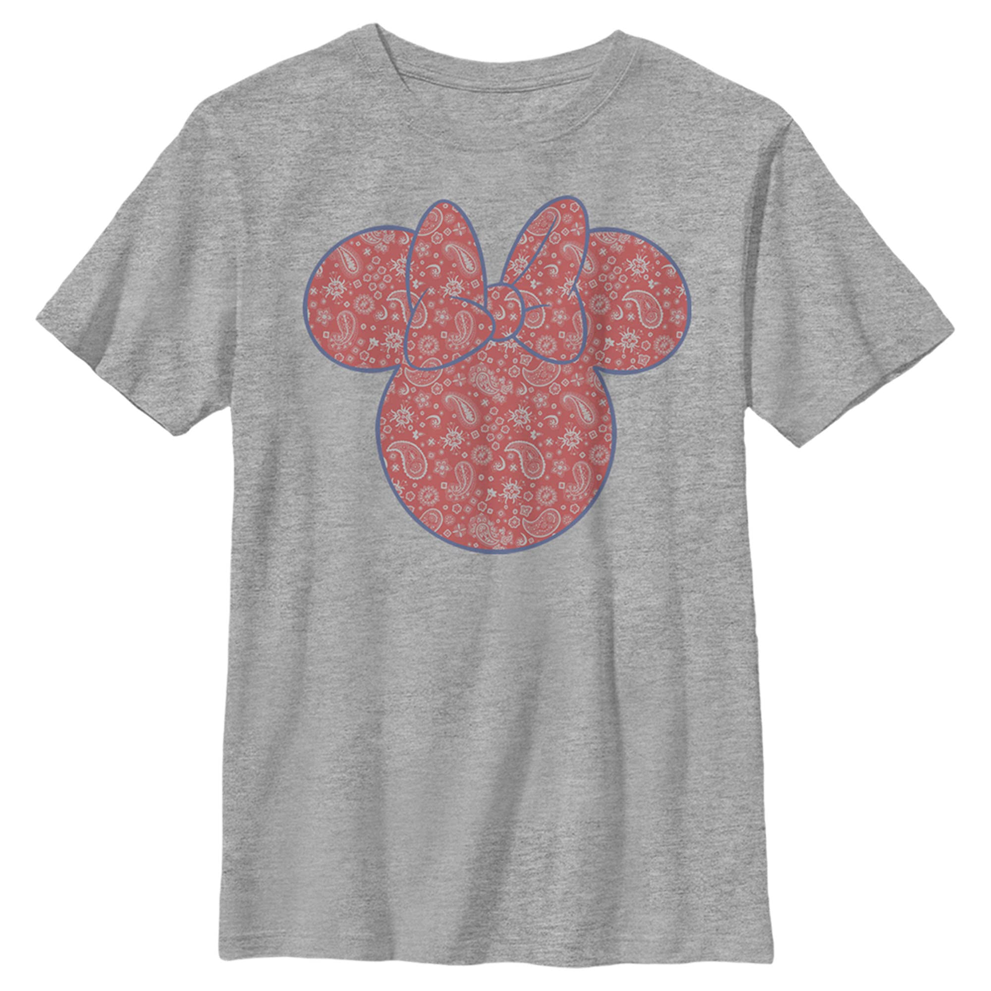 Disney Minnie Mouse Americana Paisley Boys Heather Gray Crew Neck T-Shirt - Casual Wear, School Outfits & Disney Theme Parties