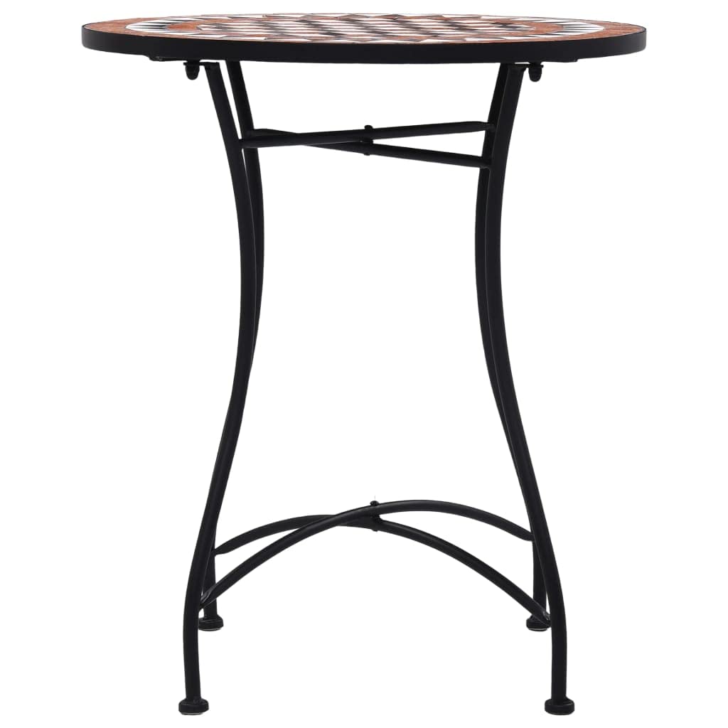 vidaXL 3-Piece Patio Bistro Set with Round Table & Folding Chairs, Outdoor Garden Furniture in Terracotta Ceramic Tile - Perfect for Backyard, Balcony or Poolside Relaxation