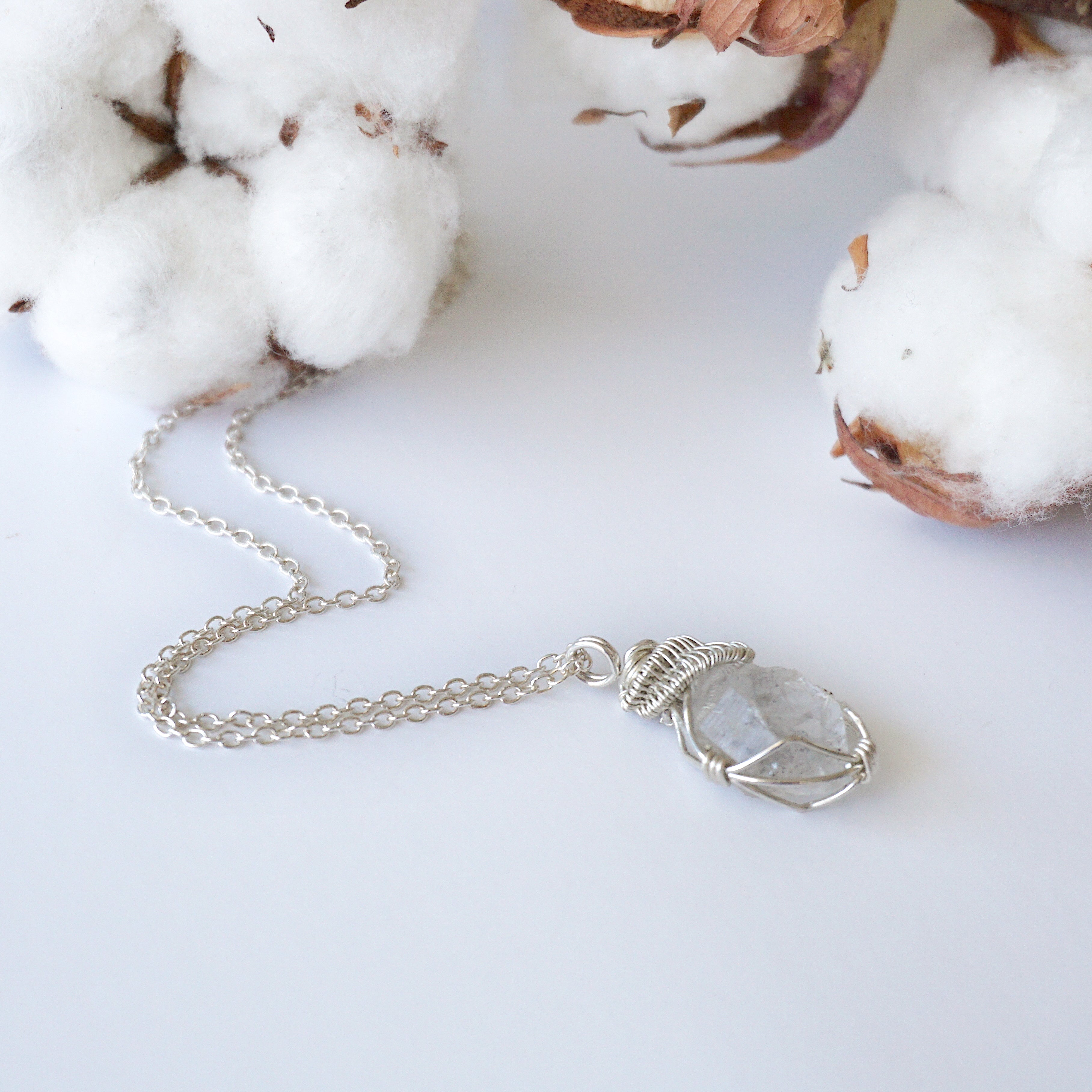 Herkimer Diamond Necklace with Sterling Silver Chain - Elegant Crystal Jewelry for Women, Gift for Her, Perfect for Weddings & Special Occasions