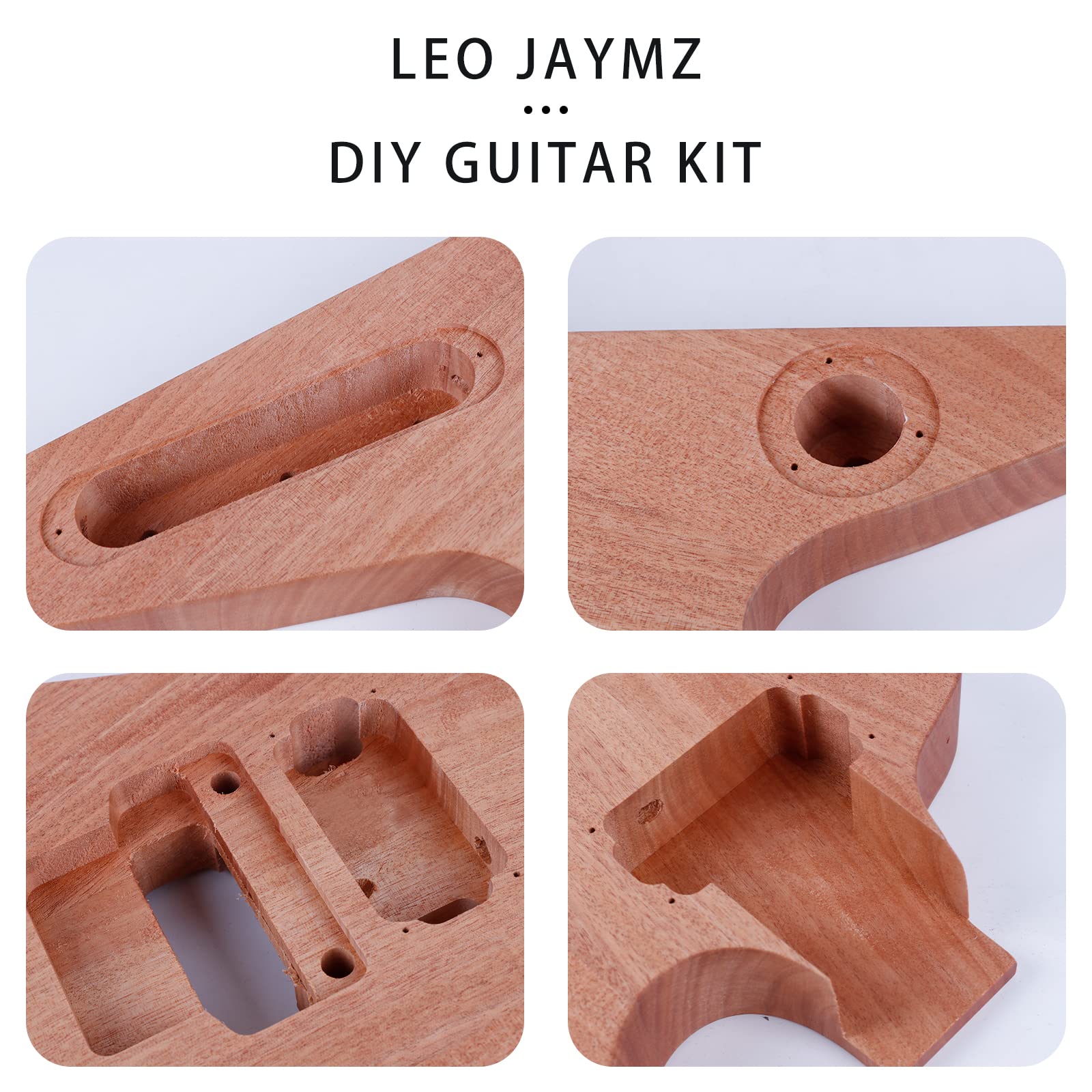 Leo Jaymz DIY Electric Guitar Kit with Mahogany Body & Neck, Ebony Fingerboard - All Parts Included for Beginners & Hobbyists | Perfect for Home Studio, Music Practice & Gift Giving