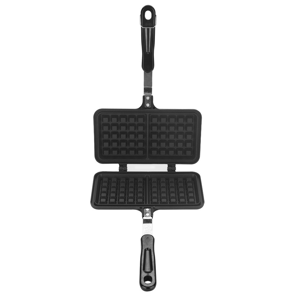 Non-Stick Dual Head Waffle Maker - Raguso Waffle Baking Mold for Gas Stove, Perfect for Homemade Belgian Waffles, Pancakes & Breakfast (Ideal for Family Kitchen, Camping & Brunch Parties)