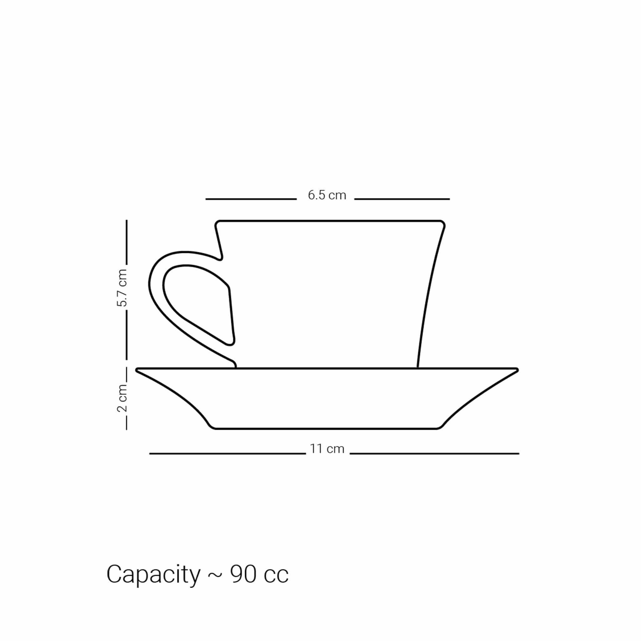 Dimlaj Kareem 6-Piece Gold Coffee Cup and Saucer Set - Elegant Tea Cups for Afternoon Tea, Coffee Break, and Home Decor