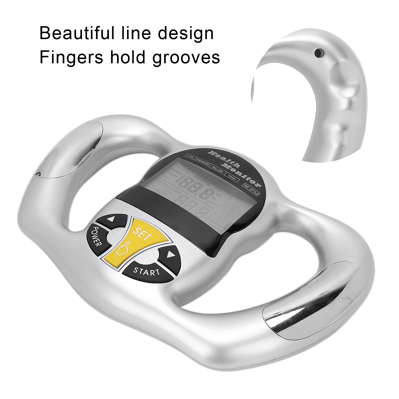 Digital Body Fat Analyzer - Electronic BMI Handheld Body Fat Monitor with LCD Display | Portable Body Composition Measurement Device for Weight Loss & Fitness Tracking | Perfect for Home Gym, Health Clubs & Personal Wellness Routines