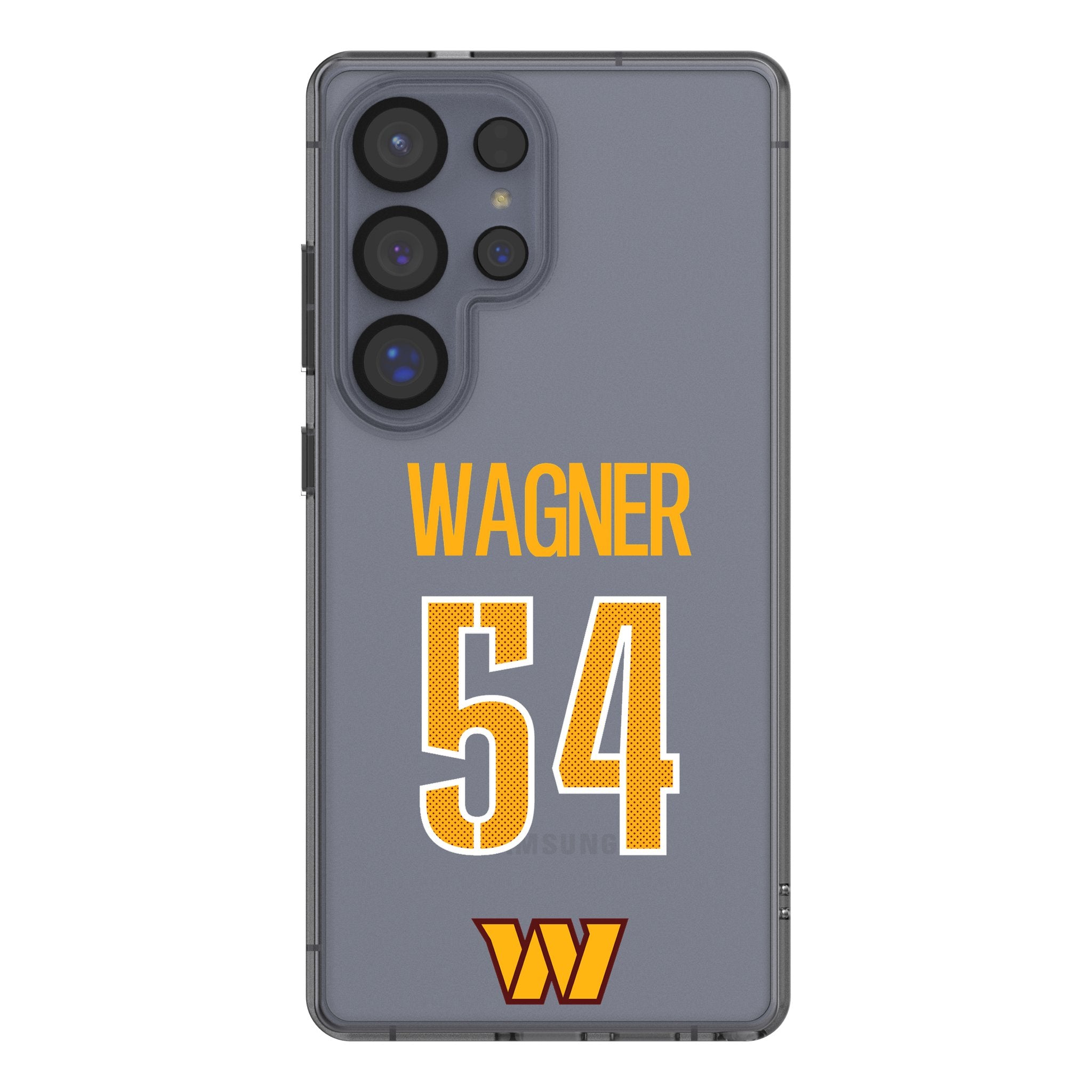 Bobby Wagner Washington Commanders 54 Game Tactical Clear Phone Case for Samsung Galaxy S23/S22/S21 - Durable Protective Cover for Football Fans & NFL Enthusiasts - Perfect for Game Day & Everyday Use