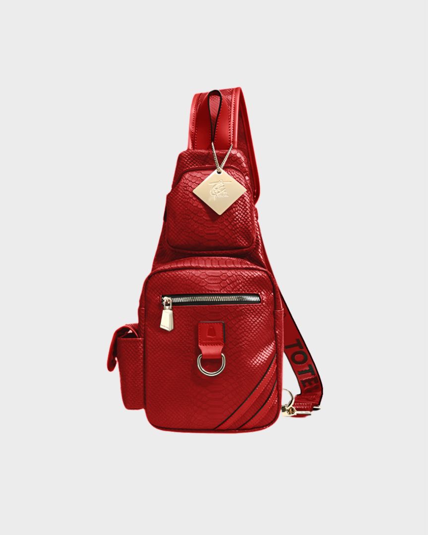 Apollo 1 Red Tear Drop Crossbody Bag for Women - Stylish Leather Shoulder Purse for Travel, Shopping & Everyday Use