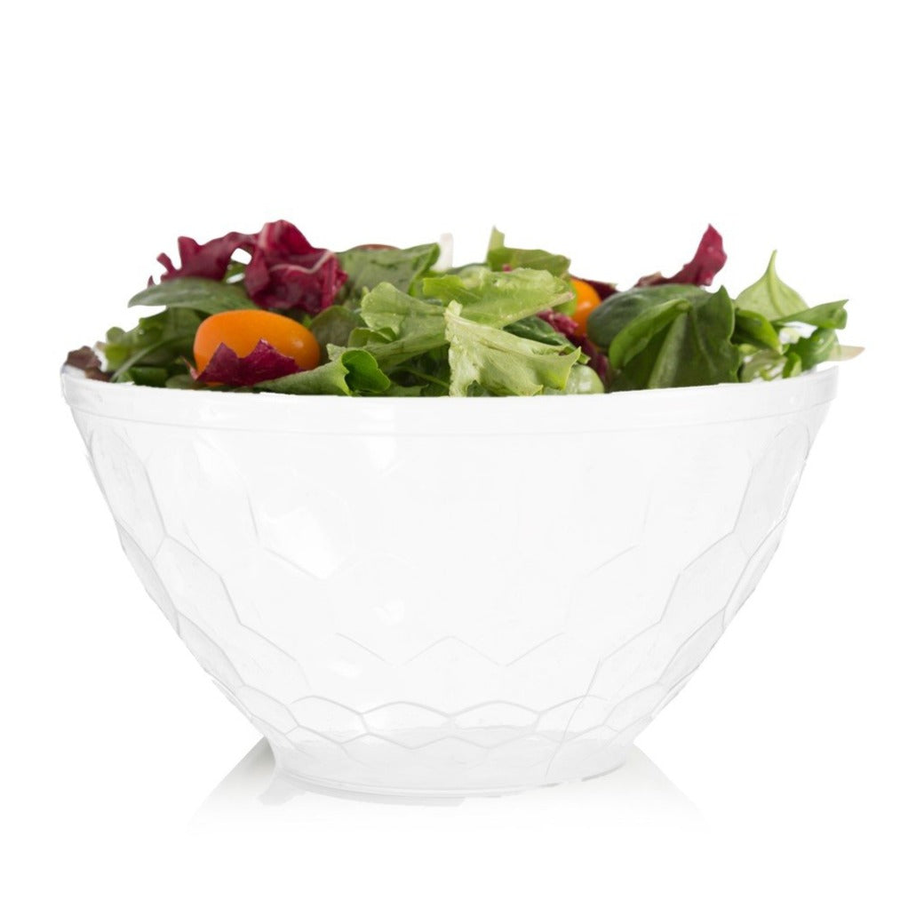 White Plastic Embossed Salad Bowl - 1 Pack - Durable & Lightweight Serving Bowl for Salads, Pasta, Fruits - Perfect for Parties, Picnics & Family Dinners