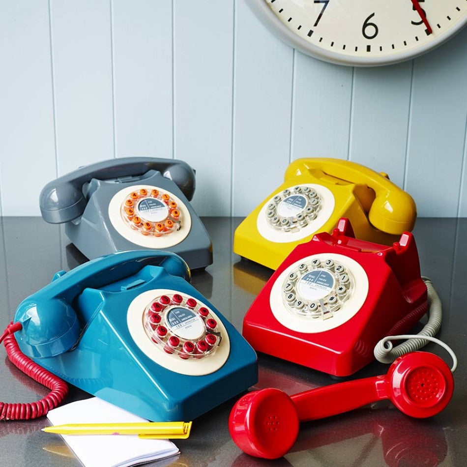 Wild & Wolf 746 Retro Rotary Dial Phone - Vintage Home Decor & Functional Landline Telephone for Office, Bedroom, or Classic Themed Parties