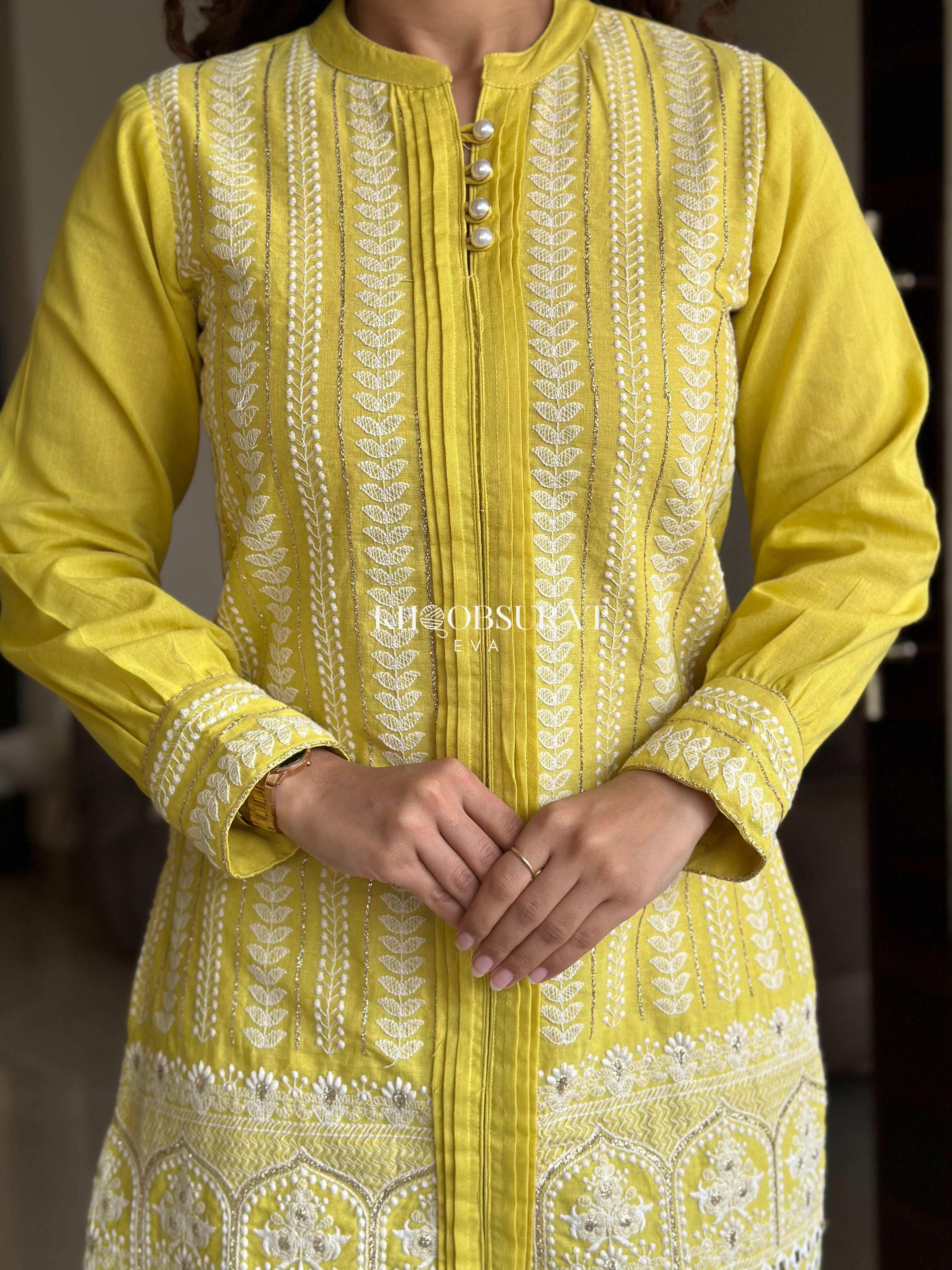 Dream Girl Yellow Embroidered Kurta Set for Women - Traditional Indian Ethnic Wear for Festivals, Weddings & Special Occasions