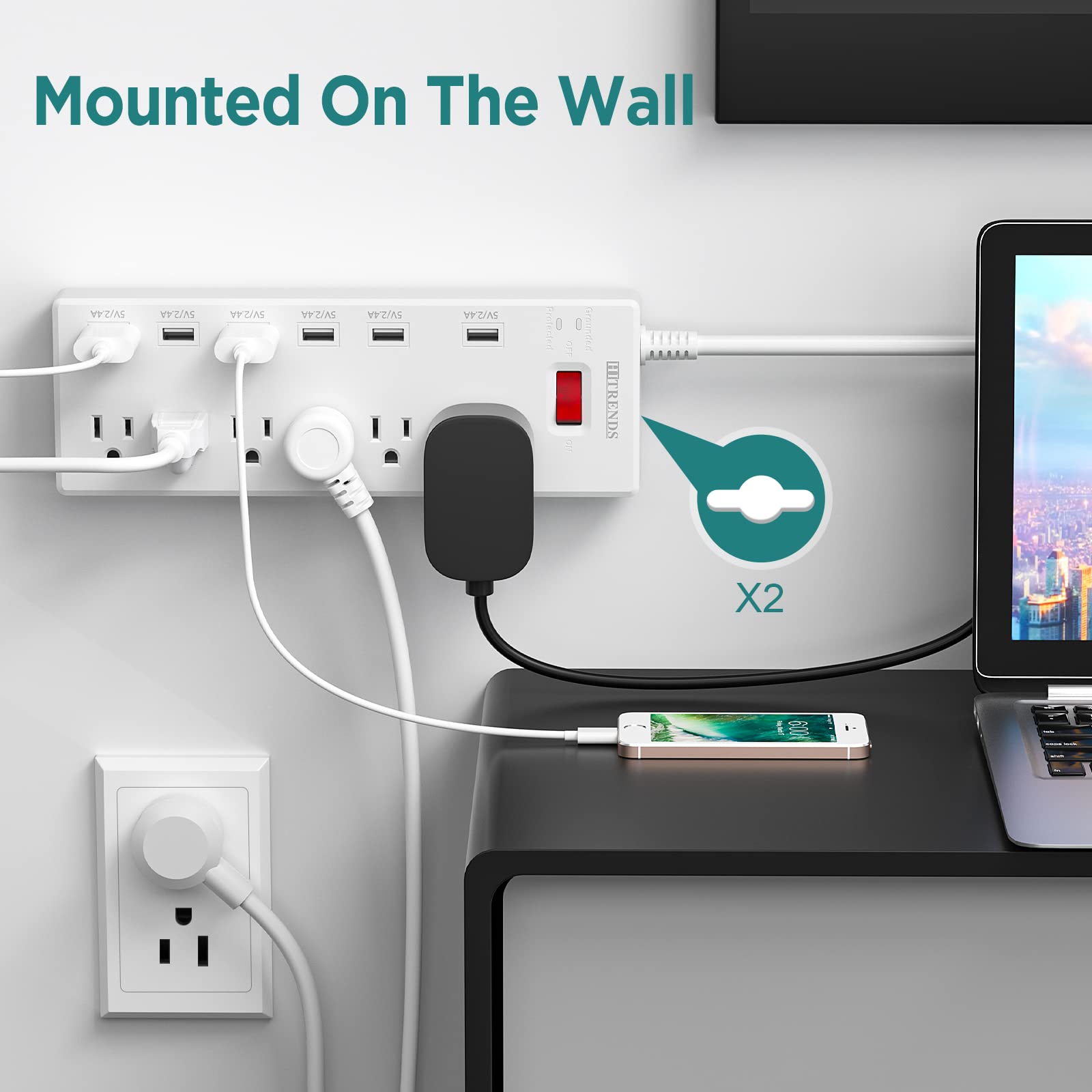 6-Outlet Surge Protector with 6 USB Ports & Digital Timer - 110V Power Strip with Countdown & 7-Day Programmable Outlet for Home, Office, Gaming Setup & Electronics Charging Station