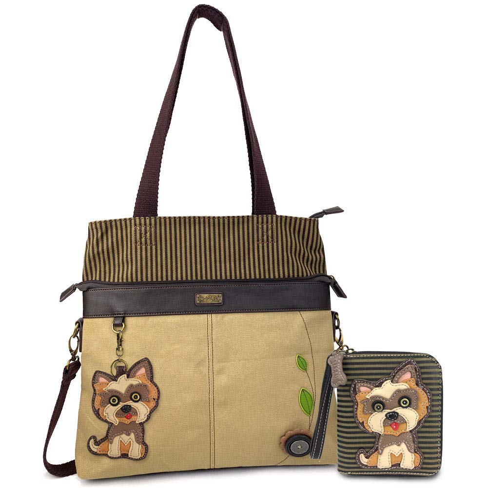 CHALA Yorkshire Terrier Zip-Around Wallet & Tote Bag Set - Perfect Dog Lover Gift for Women | Great for Pet Owners, Dog Walking & Everyday Use