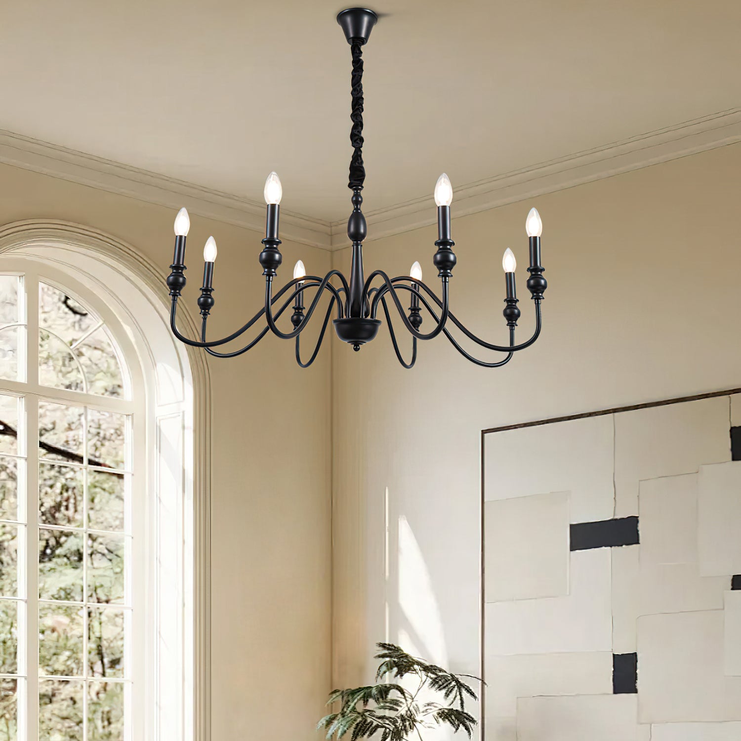 Baxton Candelabra Chandelier - Elegant 5-Light Crystal Ceiling Fixture for Dining Room, Bedroom & Living Room Lighting