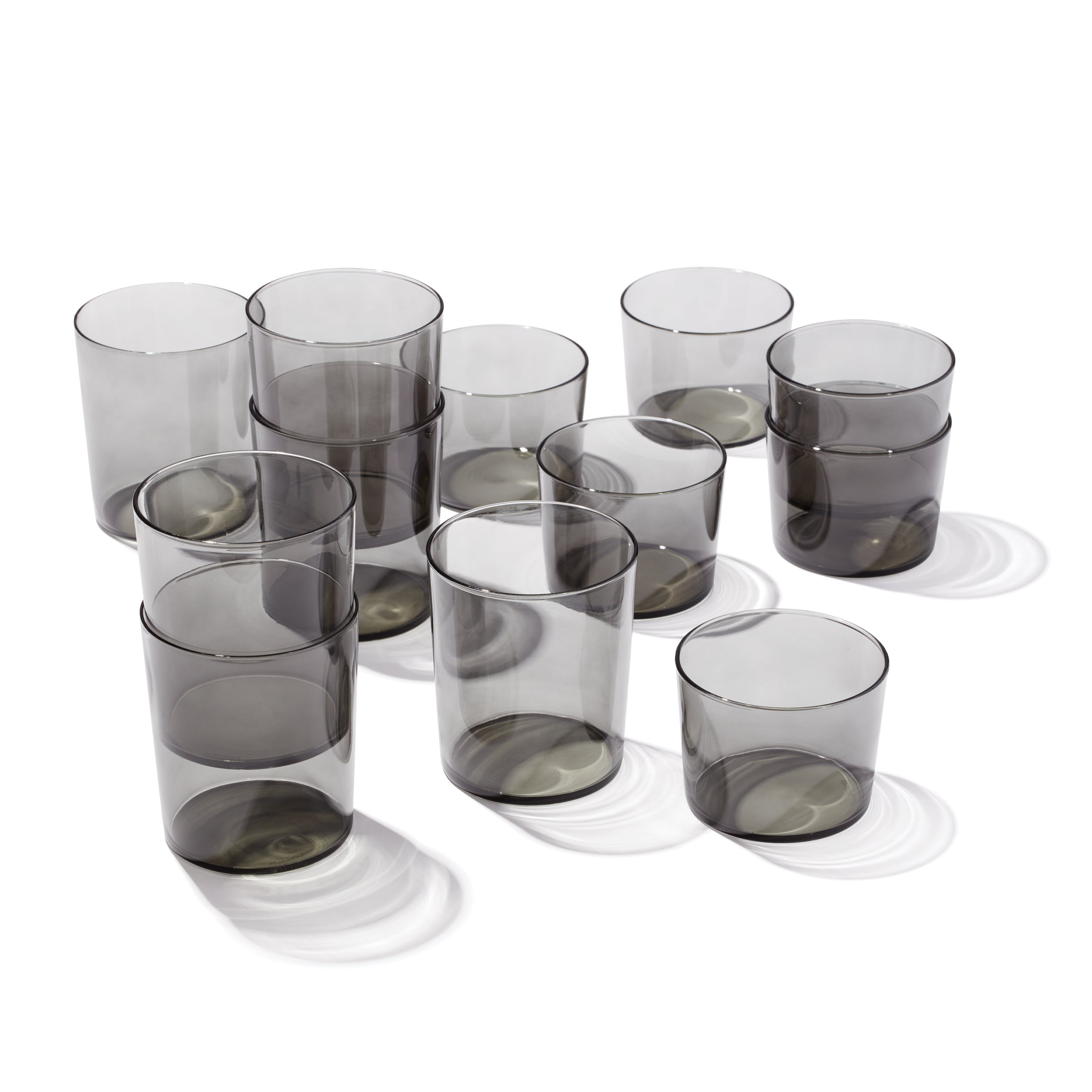 Stackable Smoke Short & Tall Glasses Set of 12 - Modern Barware for Cocktails, Beer & Iced Coffee - Perfect for Home Bars, Parties & Restaurants