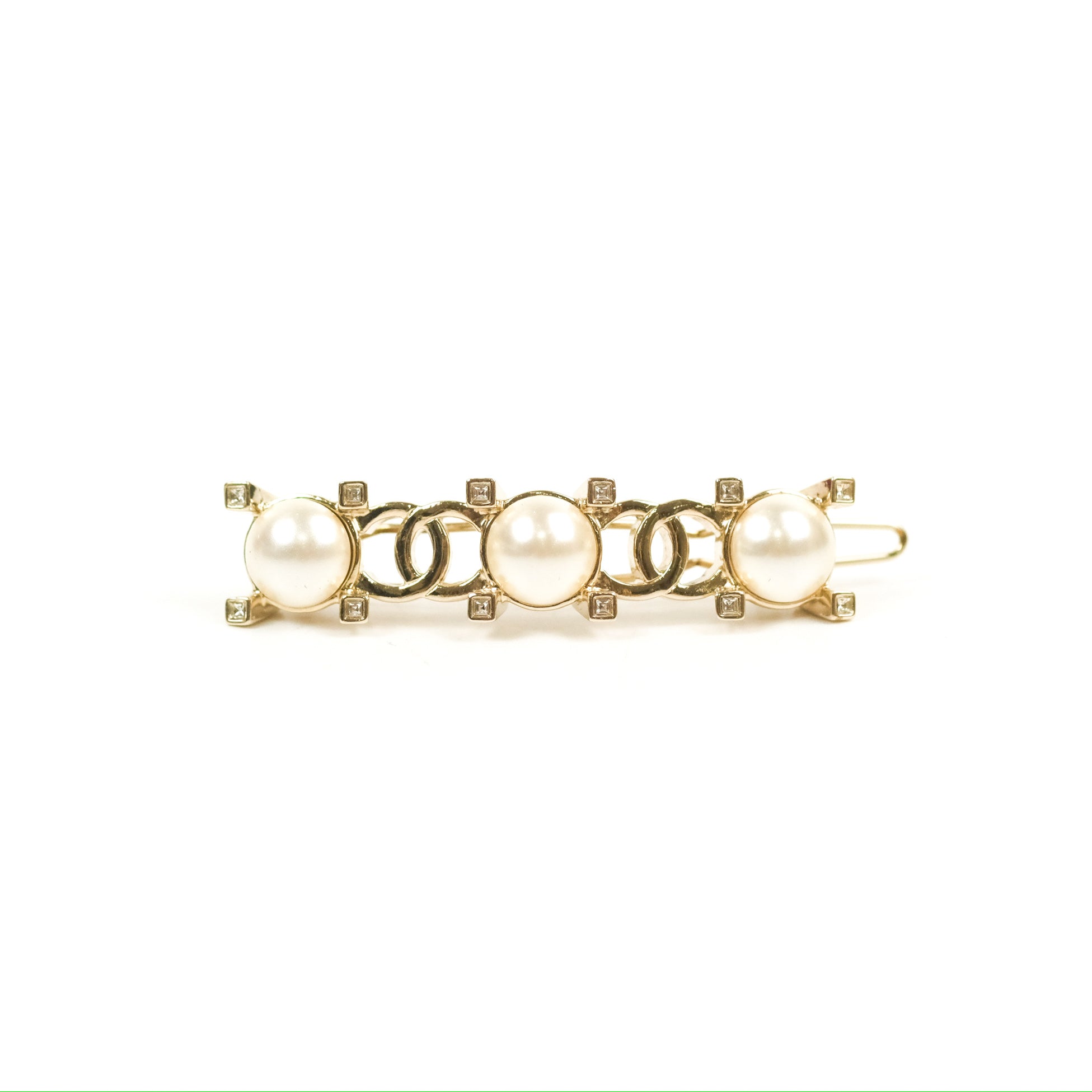 Chanel CC Pearl Hair Clip Gold Tone 21A - Elegant Hair Accessory for Women | Perfect for Weddings, Parties & Everyday Wear