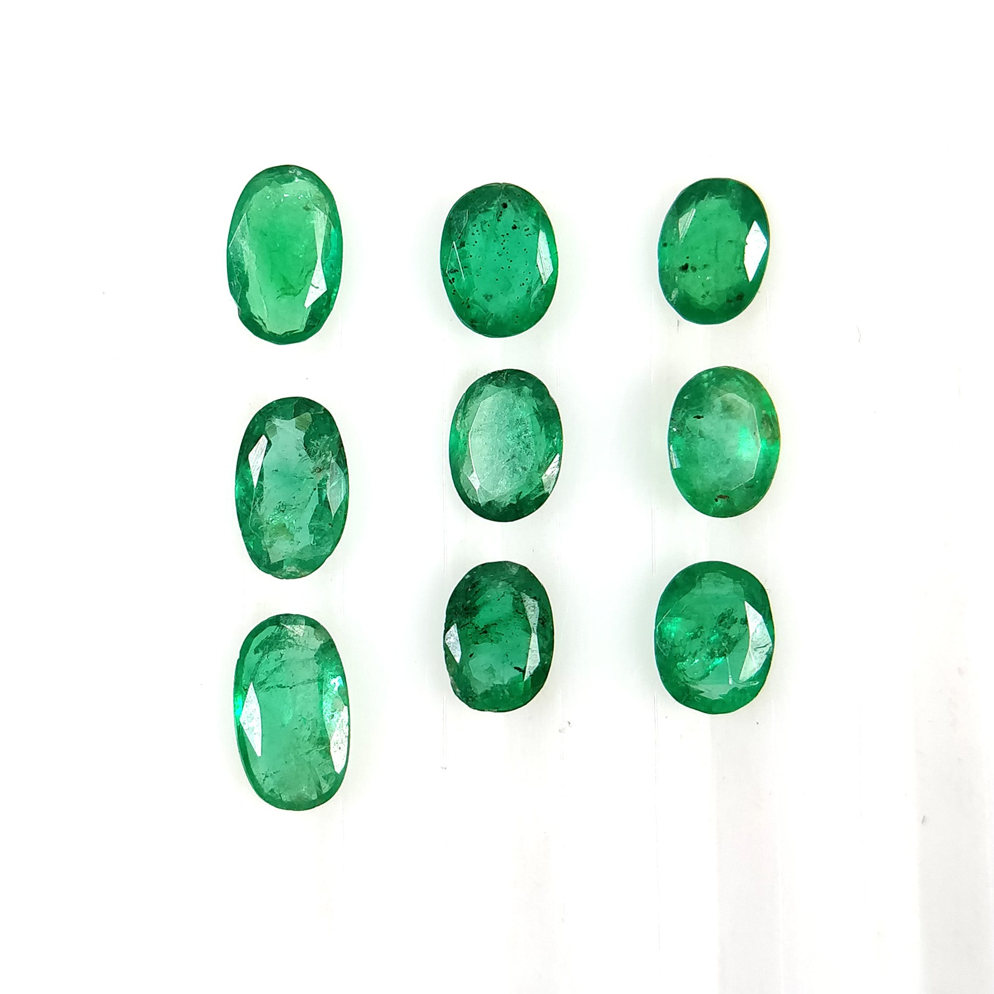 Natural Untreated Unheated Emerald Gemstone Oval Cut - 1.64cts (4x3mm & 5x3mm, 9pcs) for Jewelry Making, Engagement Rings & Fine Collections