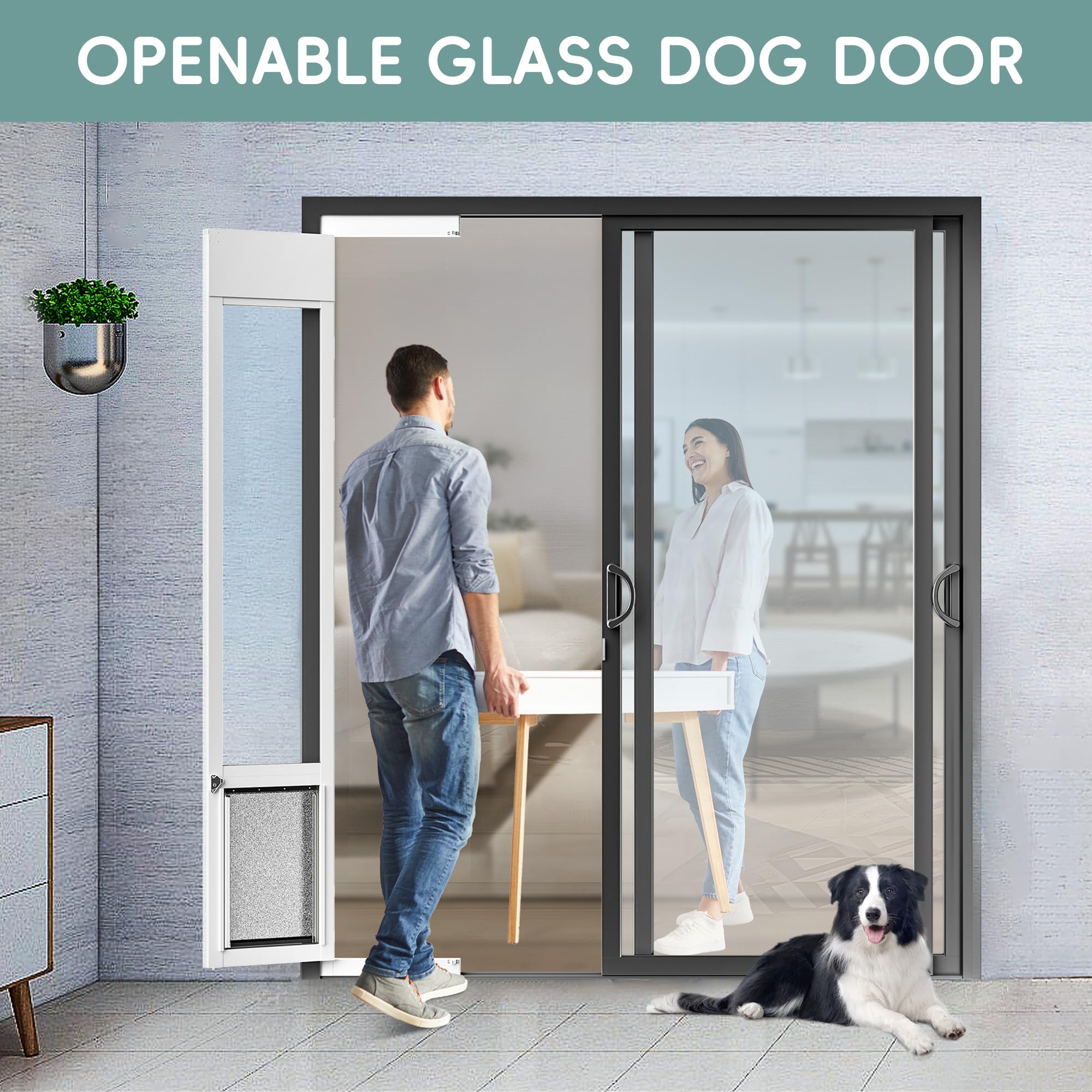 Heavy Duty Large Dog Door for Sliding Glass Doors - Adjustable 75 7/8