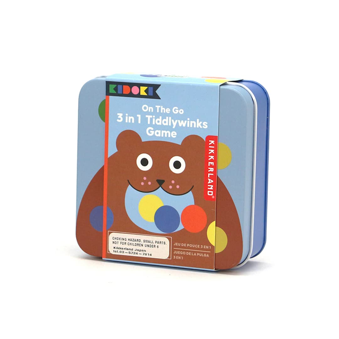 Kikkerland 3-in-1 Travel Tiddlywinks Game Set - Portable Classic Board Game for Kids & Adults - Perfect for Road Trips, Camping & Family Game Nights