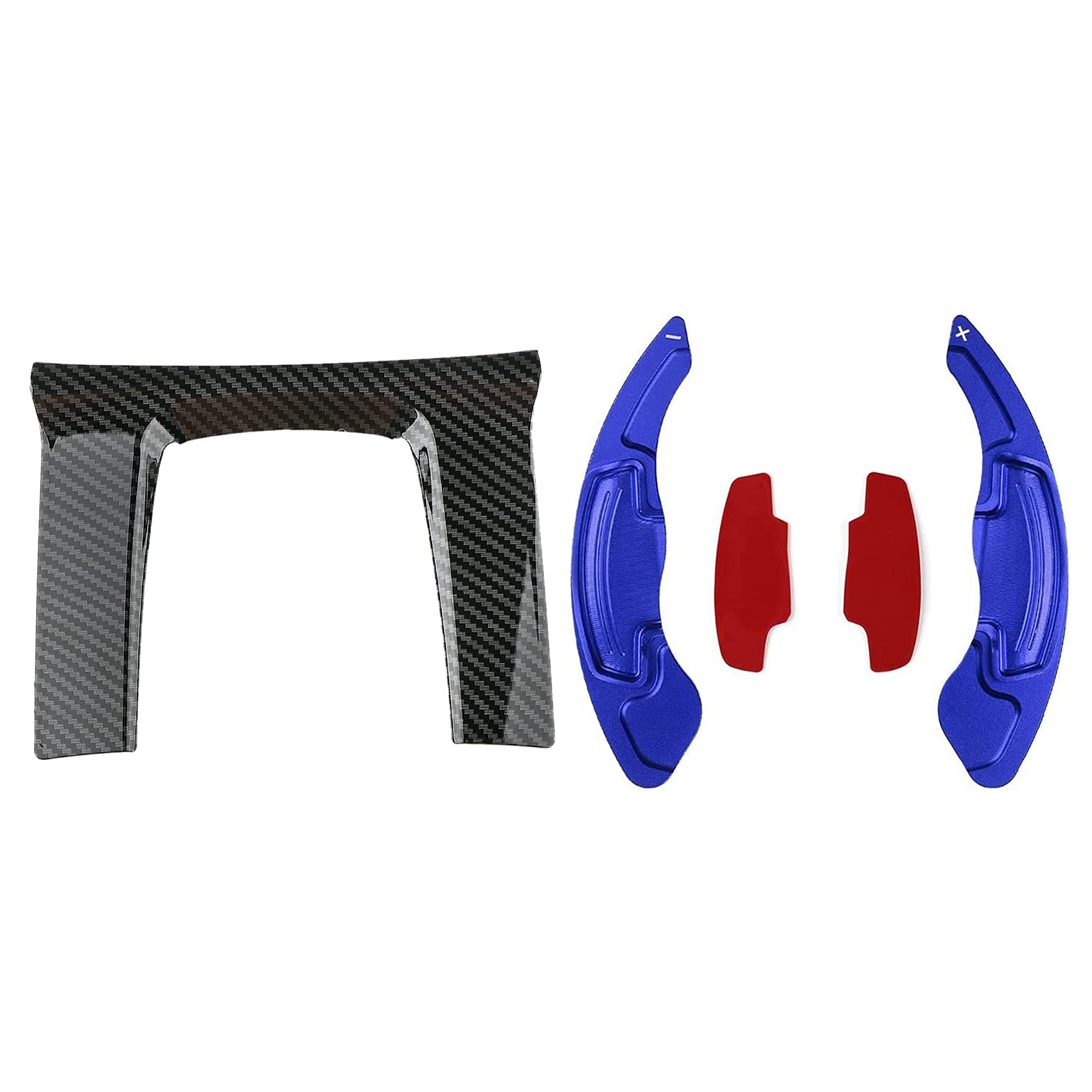 Carbon Fiber Blue Gear Shift Frame Trim with Paddle Shifters - Compatible with 10th Gen Honda Civic & 2016-2020 Accord - Steering Wheel Paddle Extension for Enhanced Driving Performance (Racing & Daily Commute)