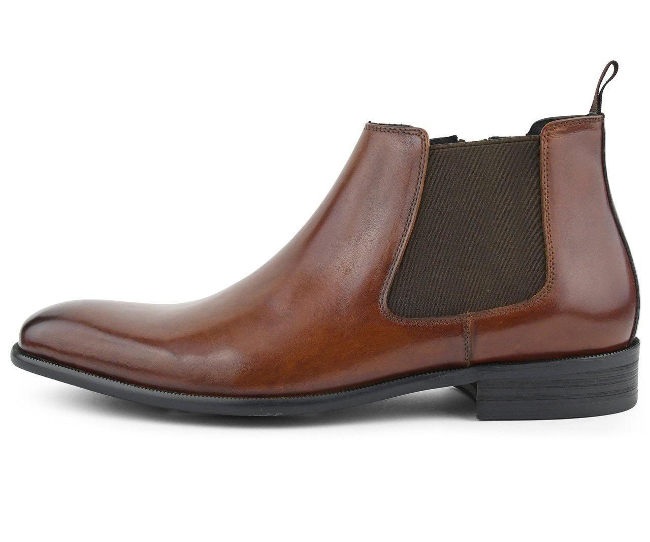 Premium Men's Leather Chelsea Dress Boots in Tan - Stylish & Comfortable for Work, Casual & Formal Occasions