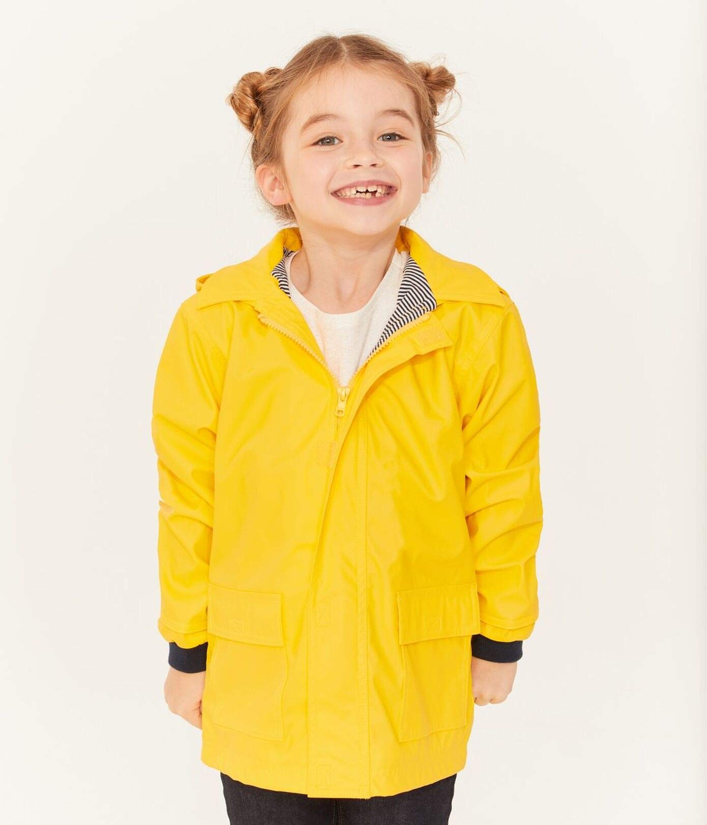 Petit Bateau Unisex Kids' Waterproof Rain Jacket with Hood - Bright Yellow (Size 10) for Outdoor Play & School - Style 54341