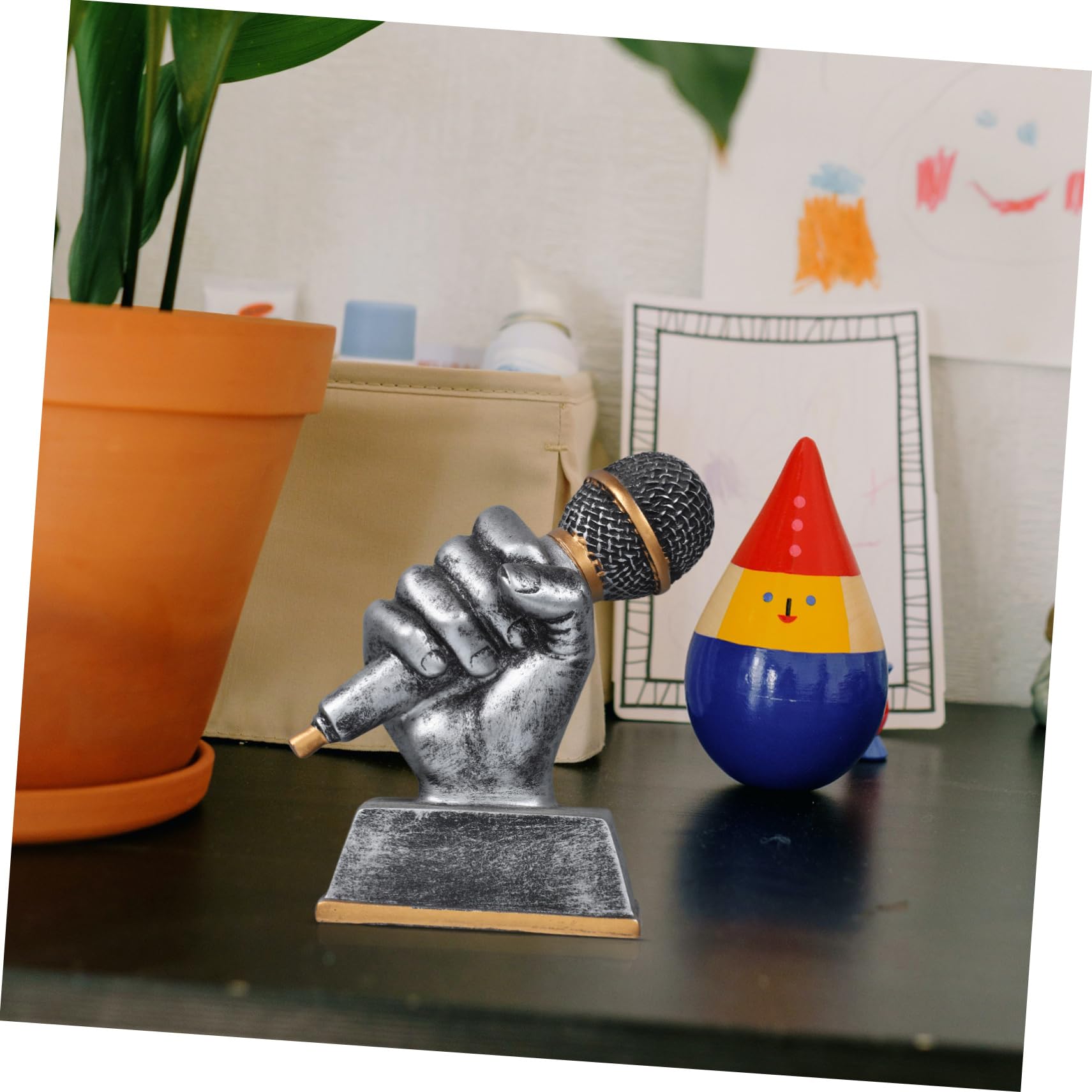 WESIEVYA 2-Pack Silver Resin Music & Athletic Trophies - Participation & Winner Awards for Competitions, School Events & Sports Ceremonies