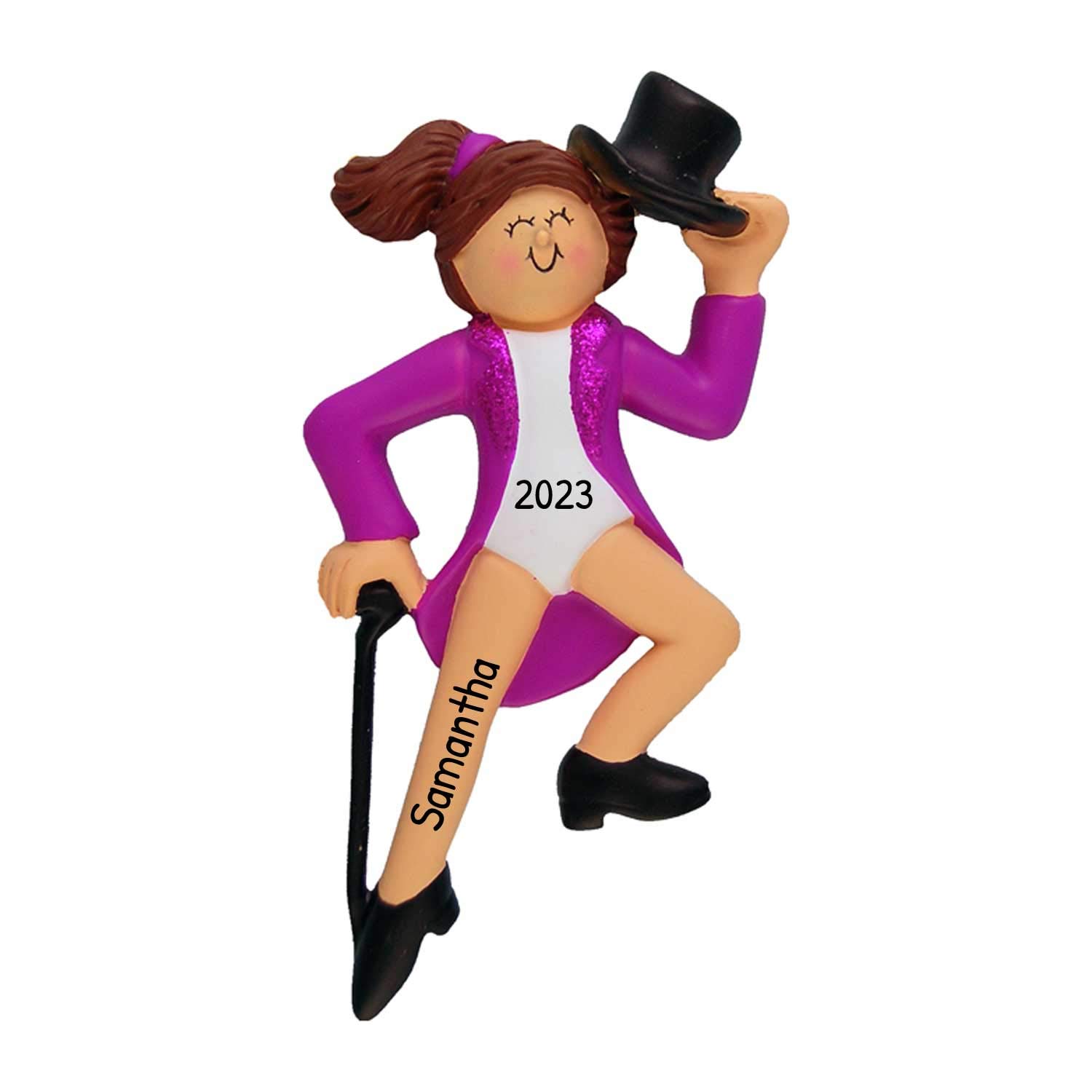 Personalized Dance Teacher Ornament 2024 - Brunette Dancer Christmas Tree Decor, Tap Dance Gift, Workout Ornament, Dancer Keepsake by Elves for Holiday, Birthday, and Dance Studio Decor