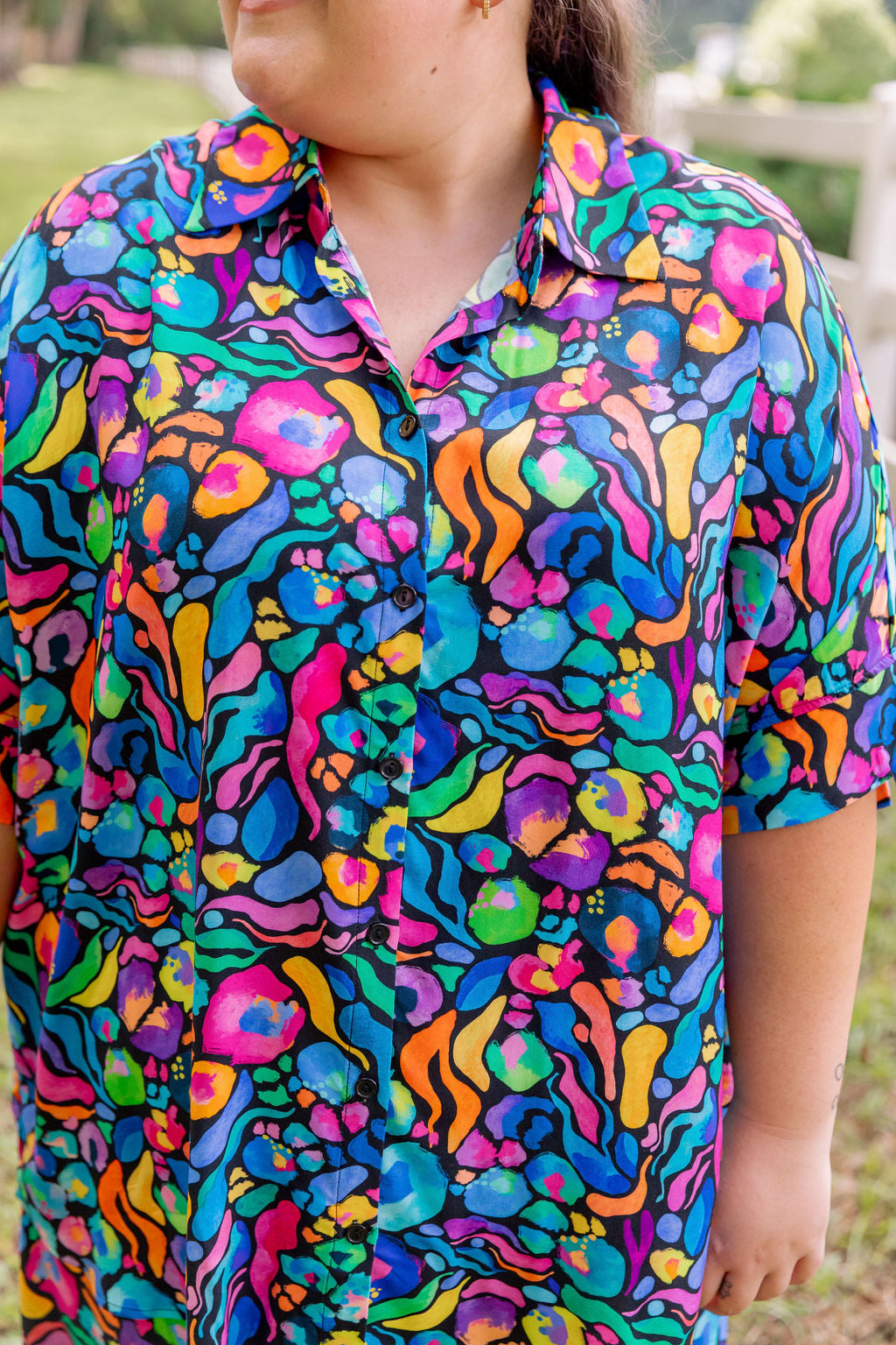 Kasey Rainbow Tammin Shirt - Stylish African Print Women's Top for Casual Wear & Summer Outfits