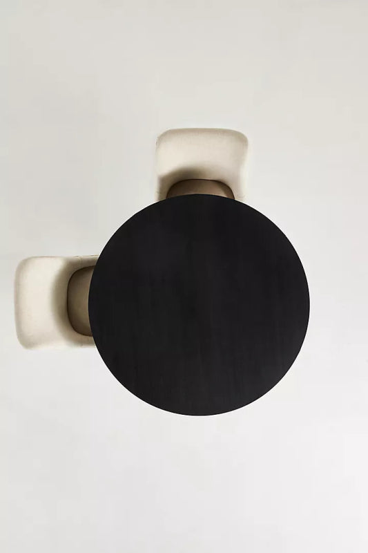 Handmade Modern Round Black Dining Table - Elegant Designer Wooden Table for Kitchen, Dining Room, or Small Space Decor