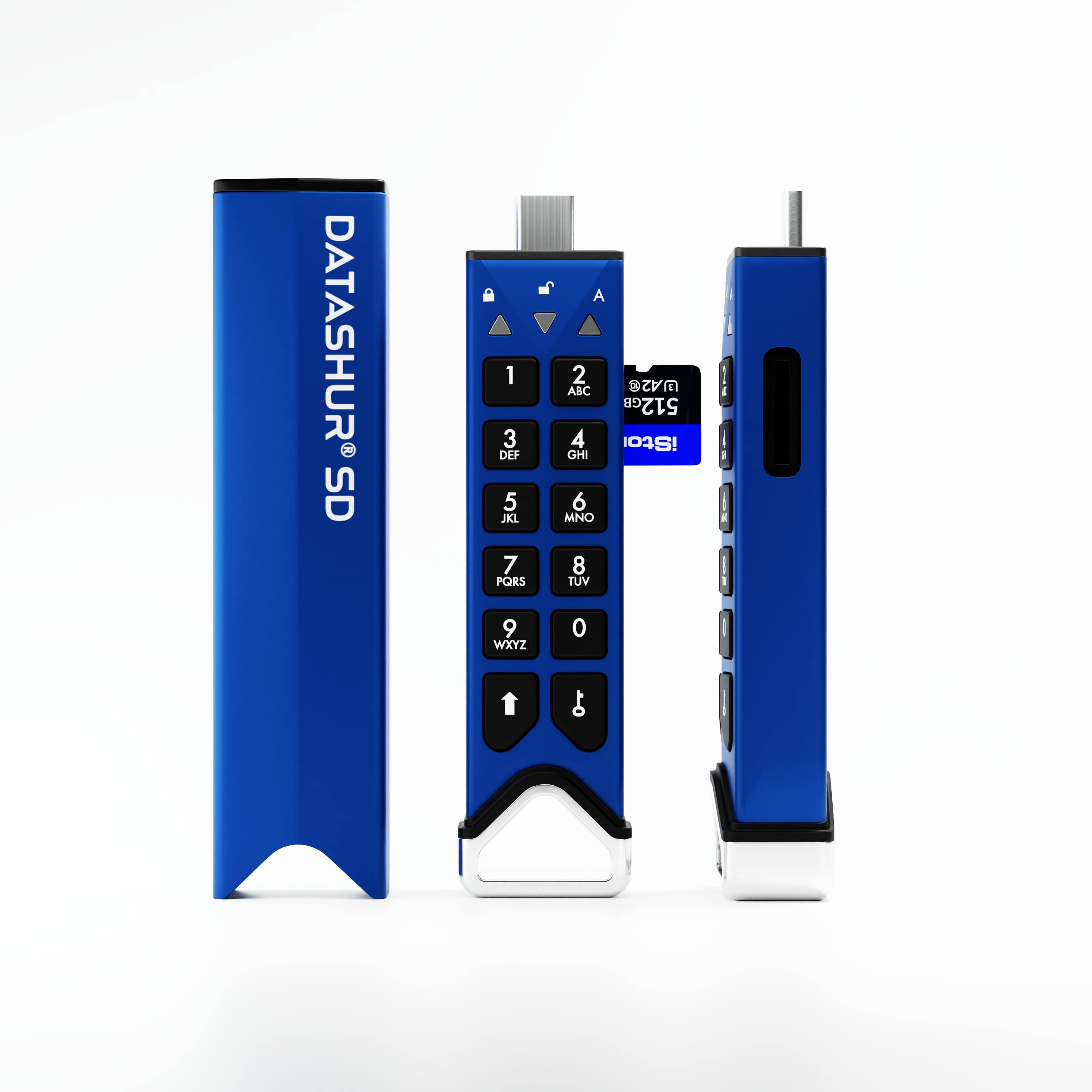 2 Pack iStorage datAshur SD Encrypted USB Flash Drive 32GB with Removable MicroSD Card | Includes FREE KeyWriter License & Type C-A Adapter | Secure Data Storage for Business, Remote Work & Personal Backup
