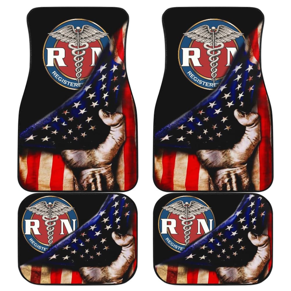 Premium American Flag Car Floor Mats for Patriot Nurses - Non-Slip, Heavy Duty Protection - Perfect for Nurses, Healthcare Workers & Patriotic Drivers