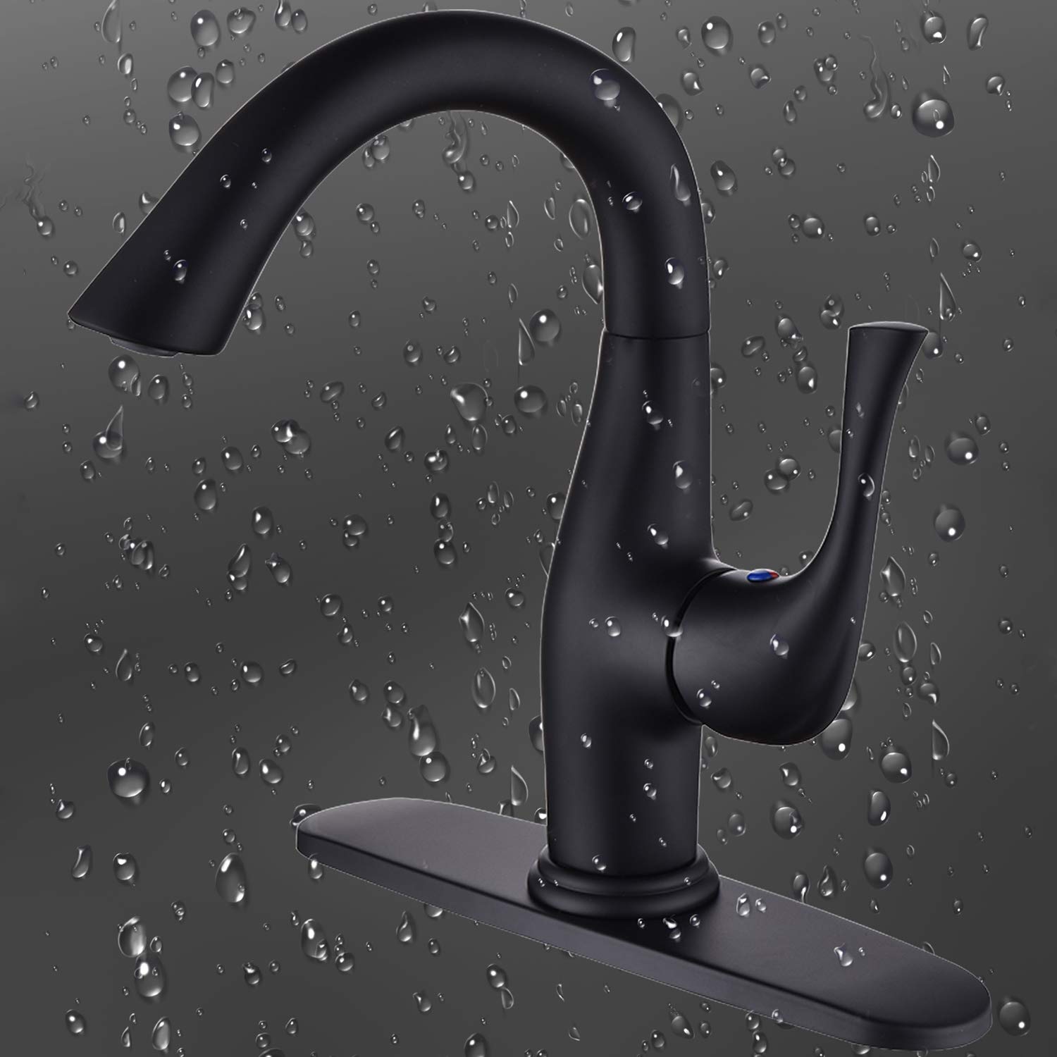 Modern High ARC Brass Bathroom Sink Faucet - 10 Inch 3 Hole Deck Plate Single Lever Lavatory Mixer Tap - Matte Black Finish for Bathroom Vanity - Perfect for Modern Home, Hotel & Commercial Use - C2398E