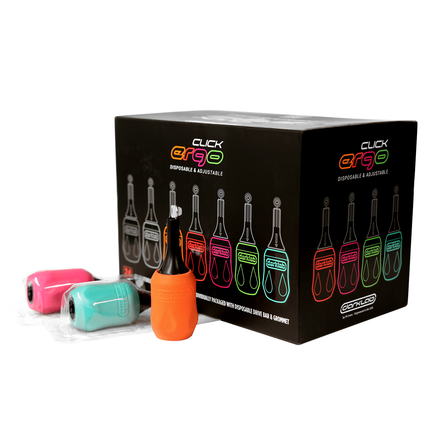 FK Irons Click Ergo Disposable Cartridge Tubes - Assorted Colors (5-Pack) for Tattoo Artists & Body Art Professionals - Perfect for Hygiene & Easy Ink Changes