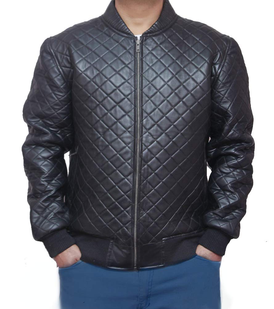 Premium Genuine Lambskin Leather Jacket for Men - Quilted Biker Style Real Leather Coat - Perfect for Motorcycle Riding, Casual Outfits & Winter Fashion