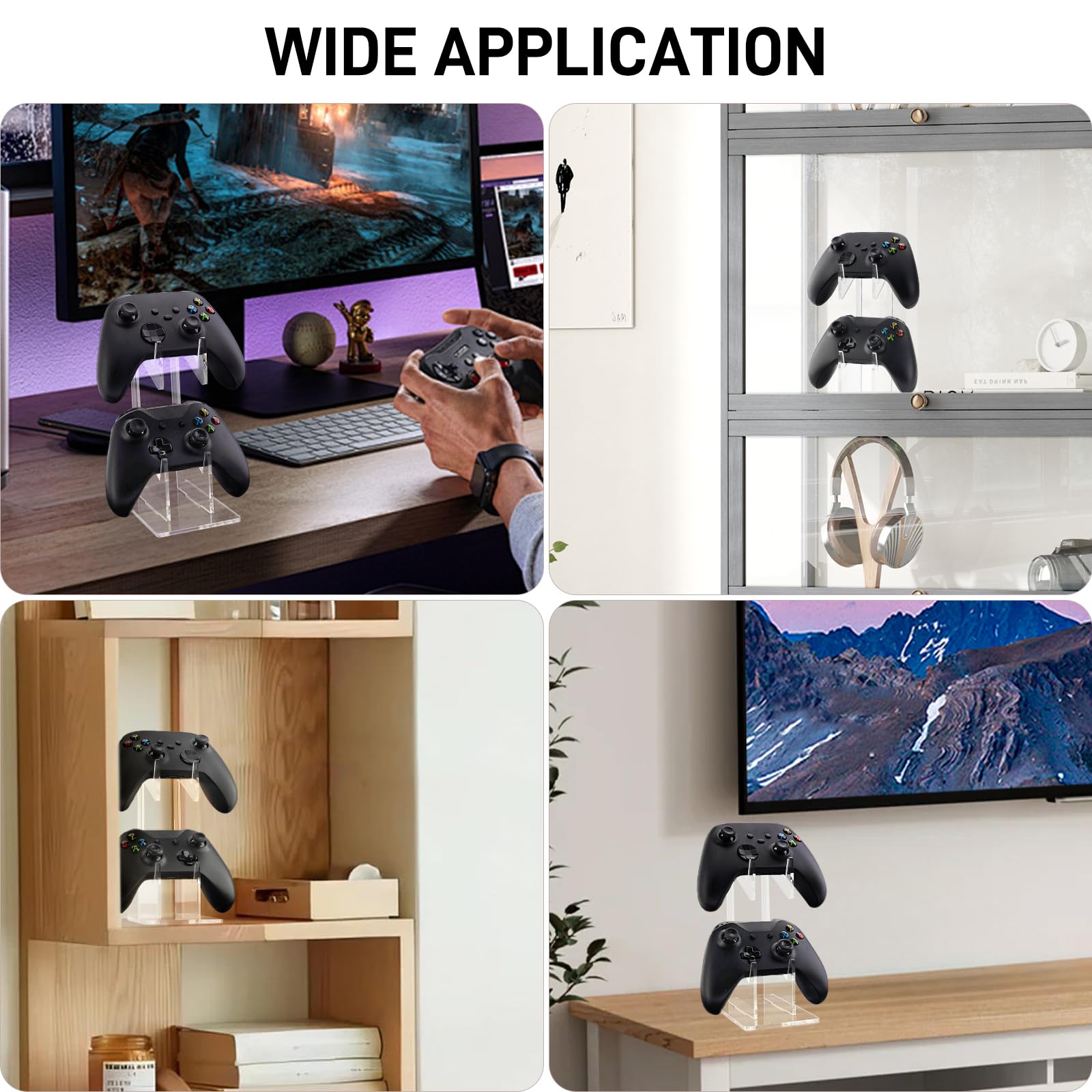 YIBEICO 2-Tier Universal Controller Stand for Xbox Series X/S, PS5, PS4, Switch, Nintendo, Steam Deck - Clear Gaming Controller Organizer for Desktop & Console Gaming Setup - Perfect for Gaming Room Organization & Display