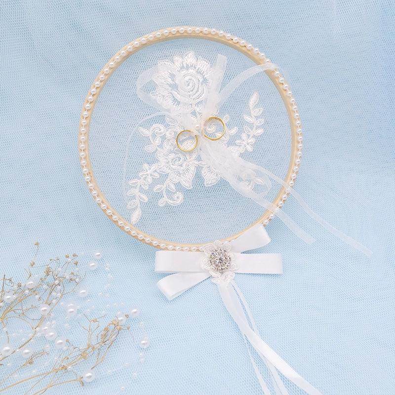 Handmade Pearl Bud Ring Pillow - Elegant Wedding Accessory for Bridal Bouquet, Ring Bearer, and Ceremony Decor