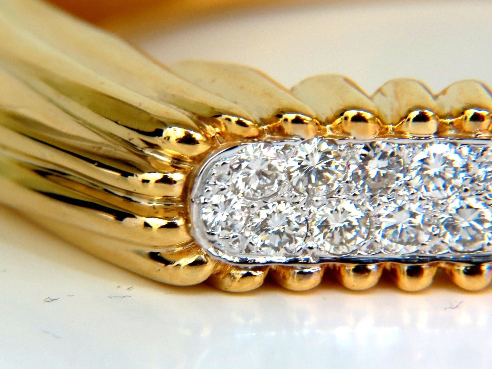2.30CT Inverted Arch Grilled Wave Retro 14K Gold Diamond Bangle Bracelet for Women - Elegant Vintage Jewelry Gift for Anniversary, Wedding & Special Occasions