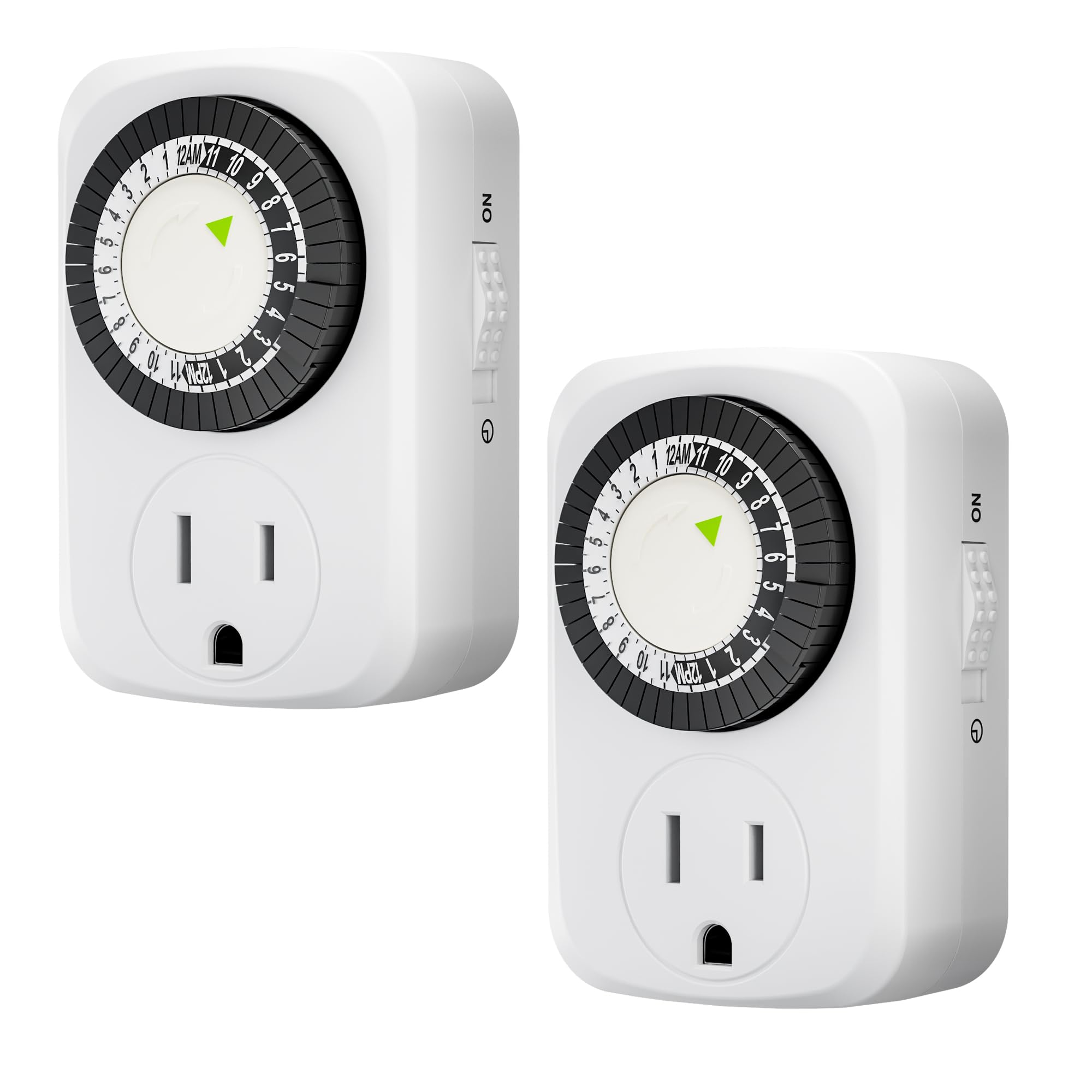 HBN 24-Hour Mechanical Outlet Timer - 2 Pack Indoor Light Timer with 30 Minute Intervals, 3-Prong Plug for Electrical Outlets - Perfect for Indoor Lighting, Christmas Decorations & Home Automation (ETL Listed)